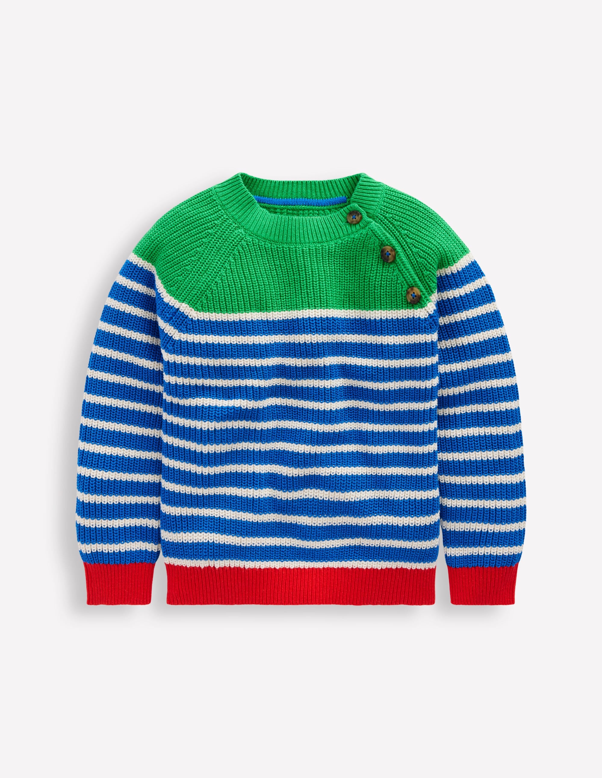 Everyday Cotton Jumper-Kingfisher Blue/Rich Emerald - Image 1