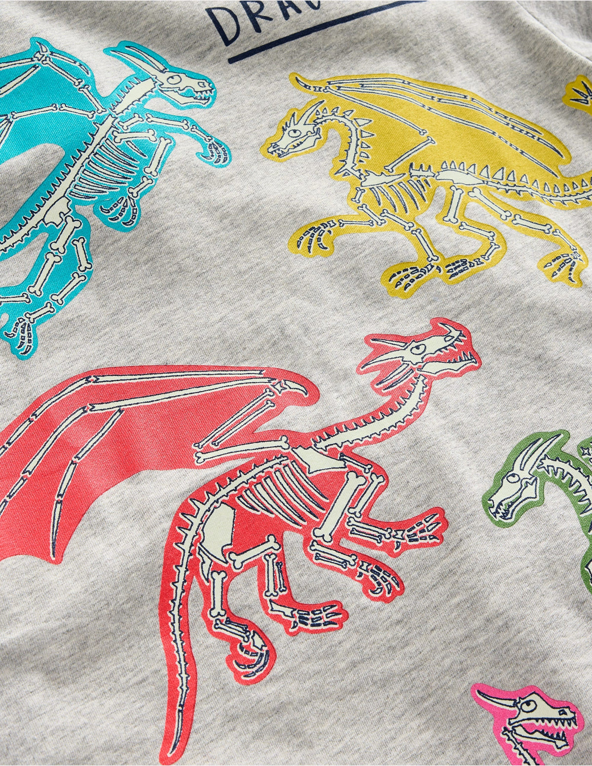 Short Sleeve GITD T-shirt-Grey Marl Dragons - Image 3