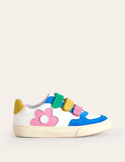 Leather Low Tops-Multi Colour Block Flower