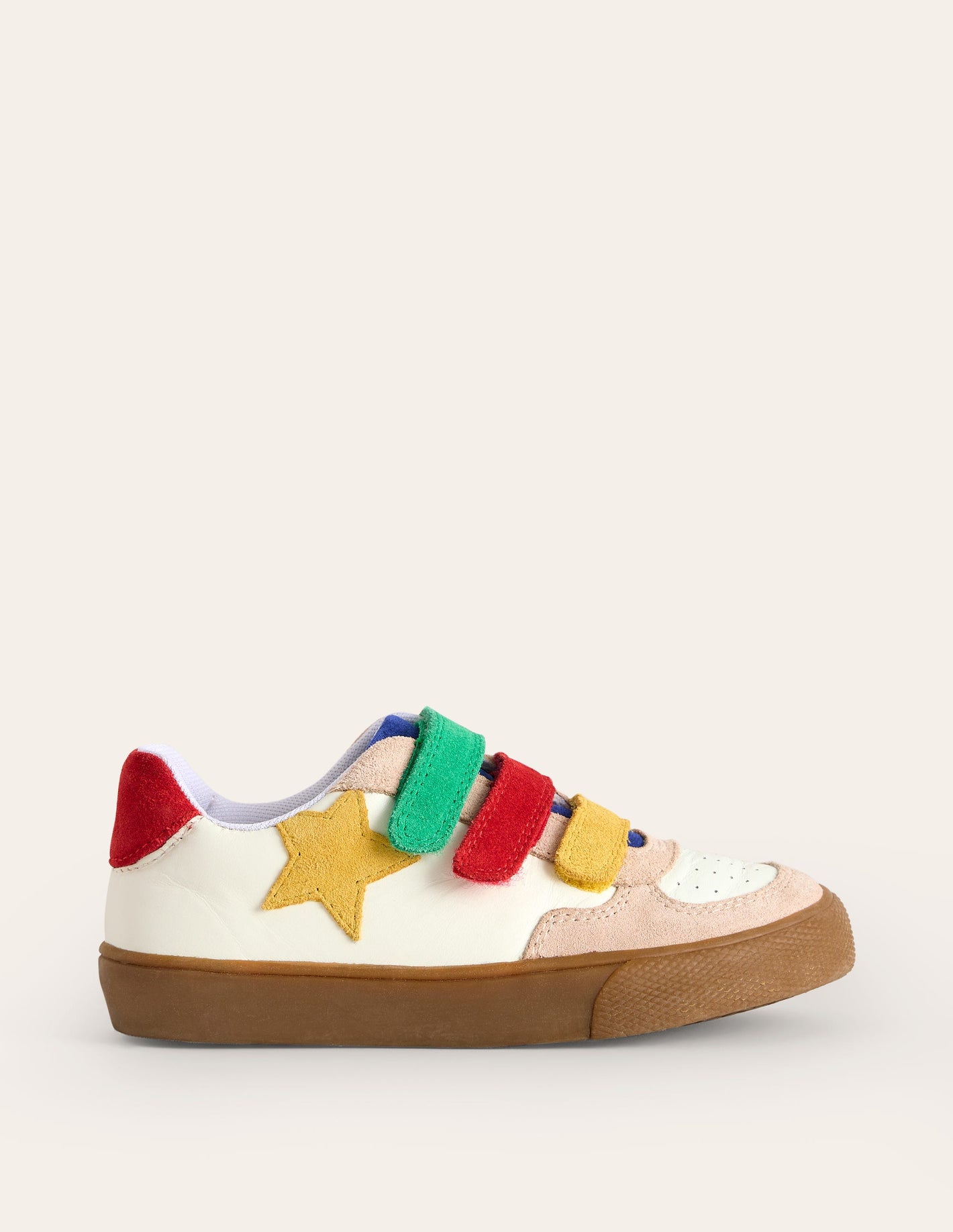 Leather Low Tops-White and Multi Colourblock