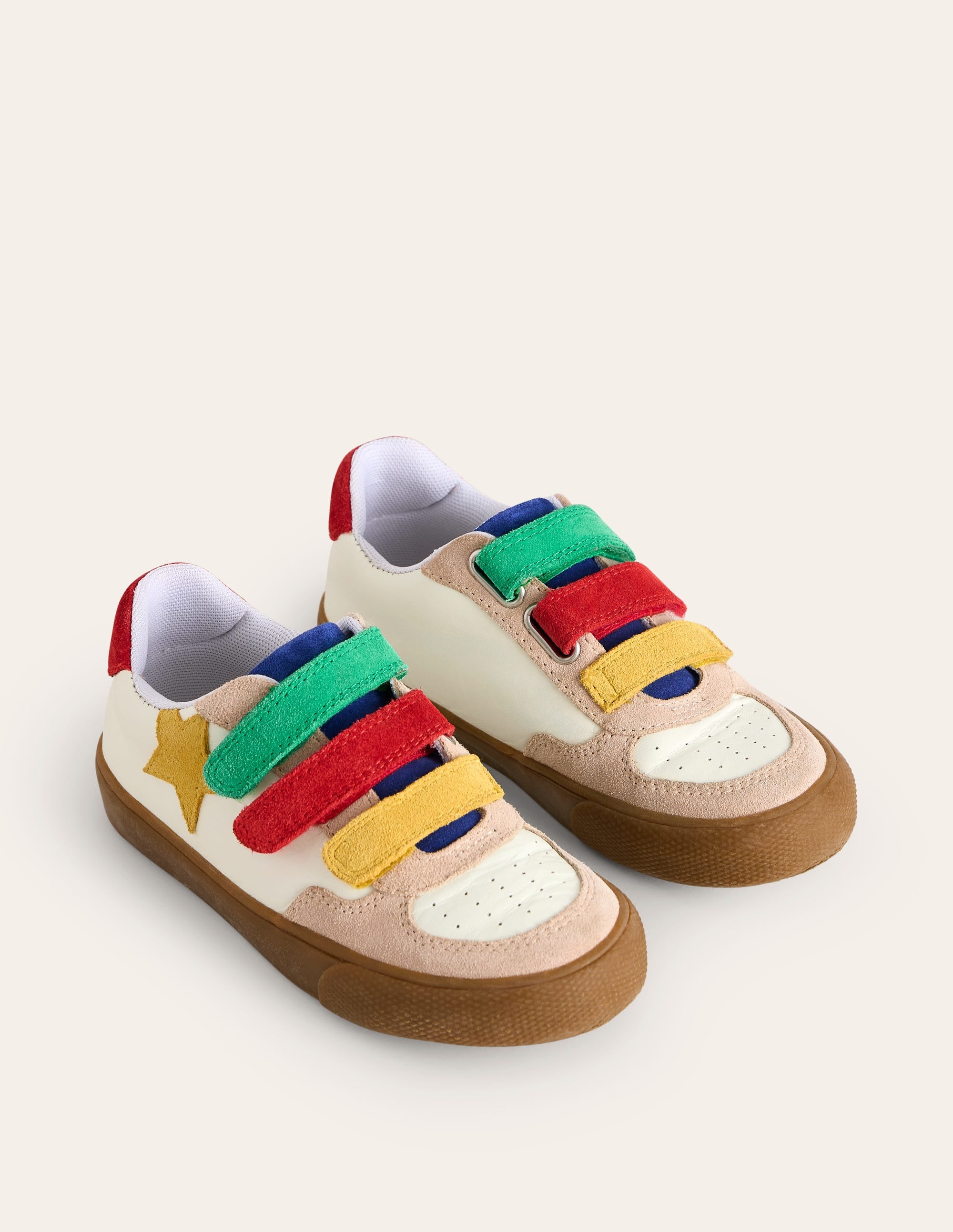 Leather Low Tops-White and Multi Colourblock - Image 2