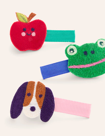 3 Pack Hair Clips-Multi Animals