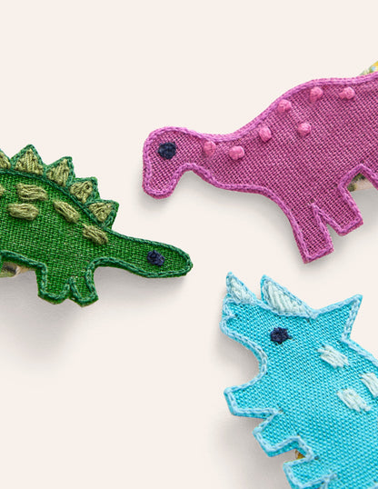 3 Pack Hair Clips-Multi Dinosaurs