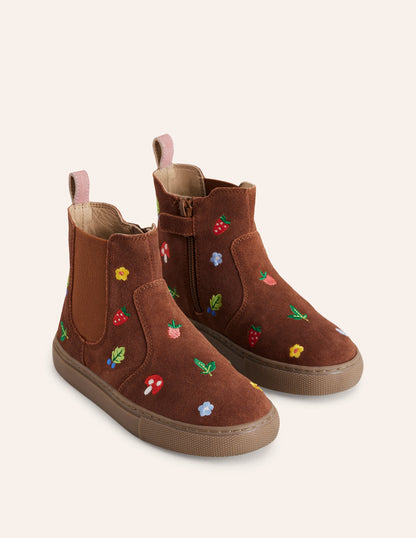 Embroidered Ankle Boot-Tan Embroidered Motifs