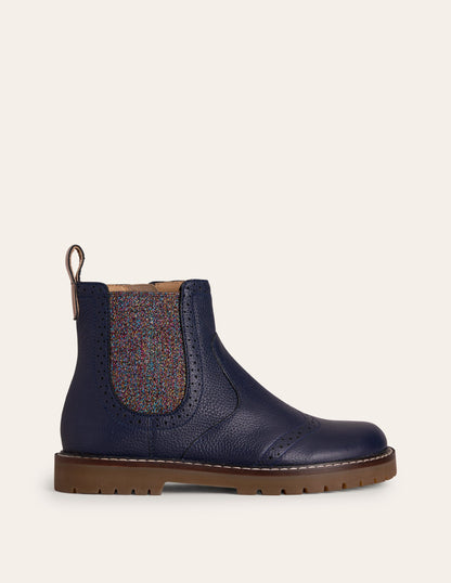 Leather Chelsea Boots-College Navy Floral