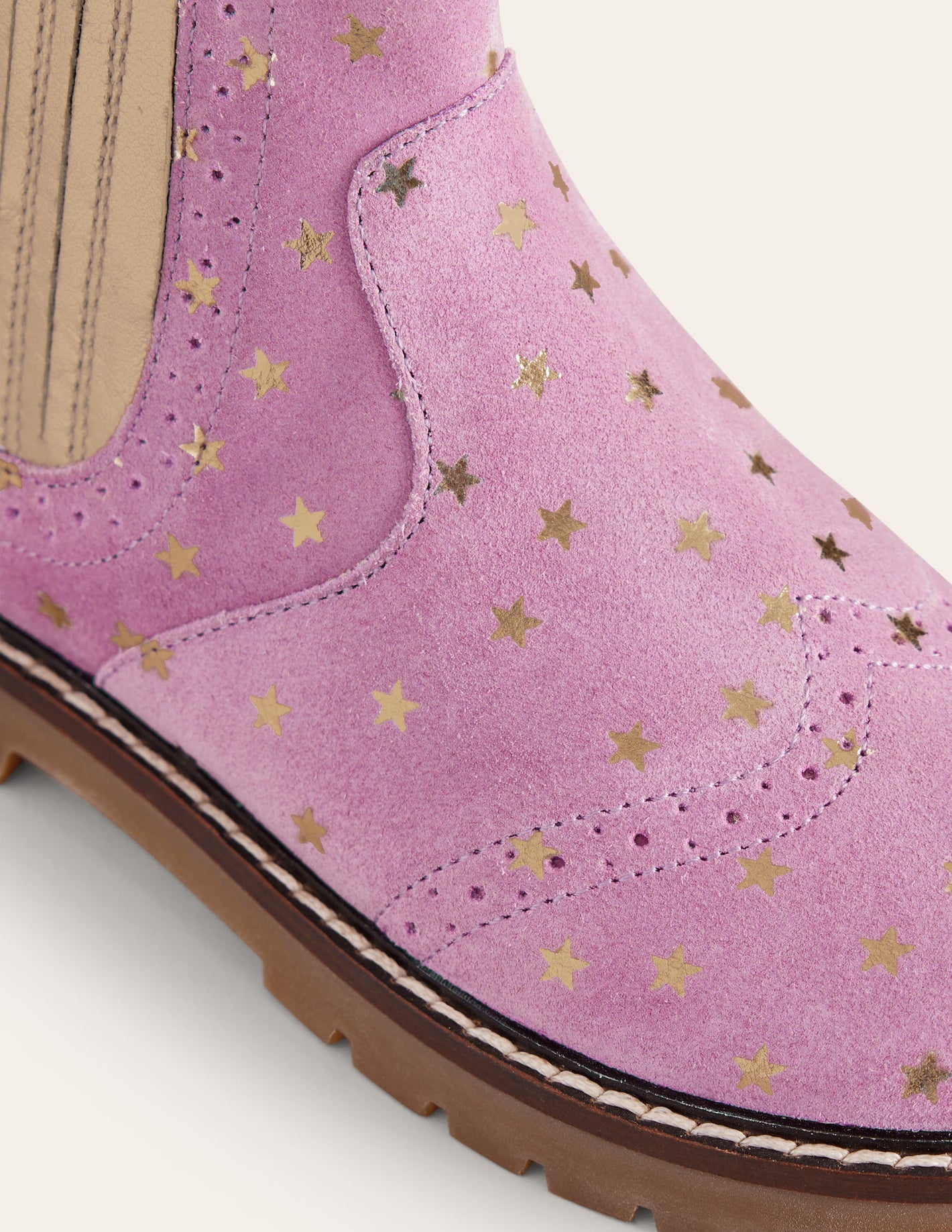 Leather Chelsea Boots-Cosmos Pink Stars