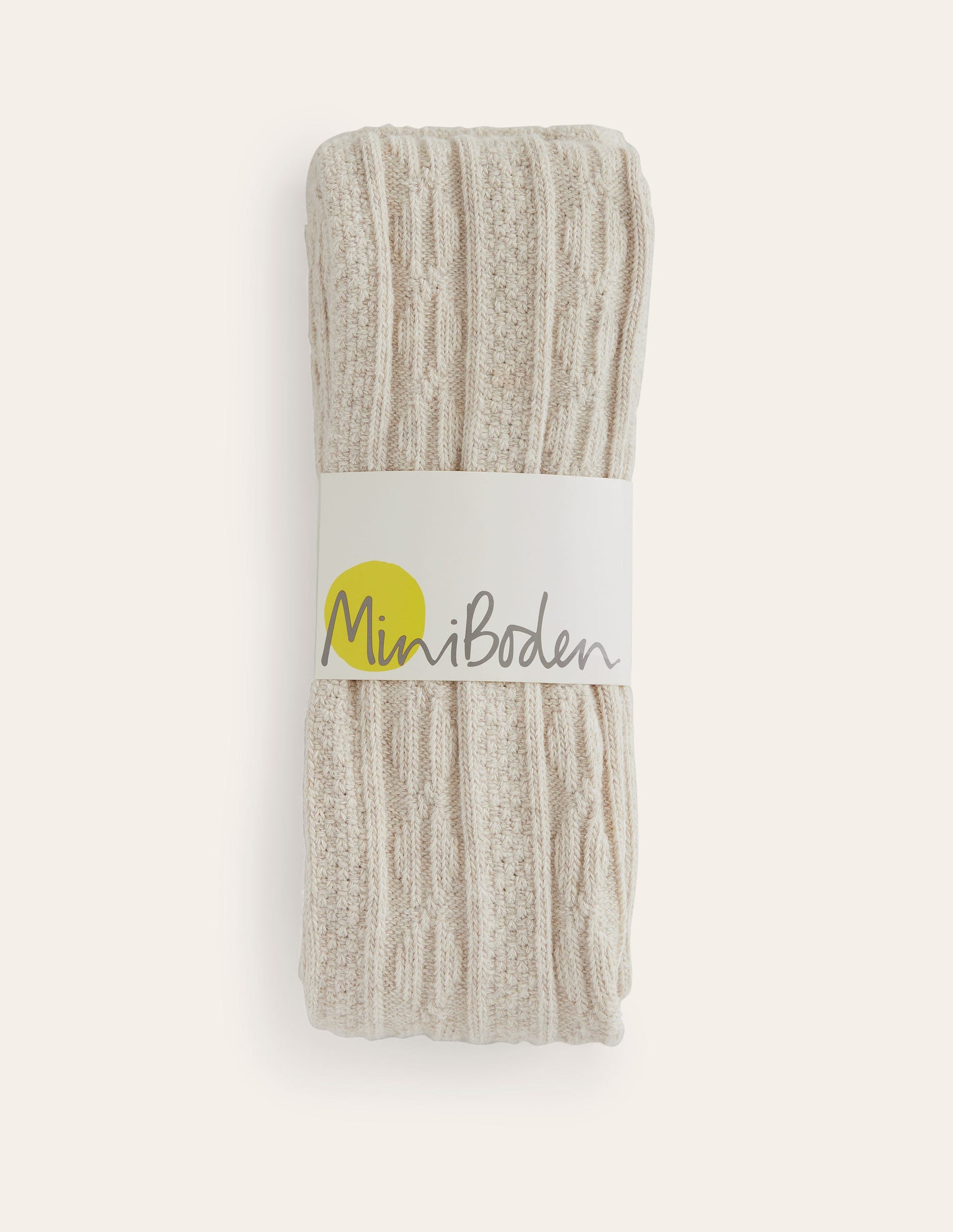 Cable Footless Tights-Oatmeal Marl-2