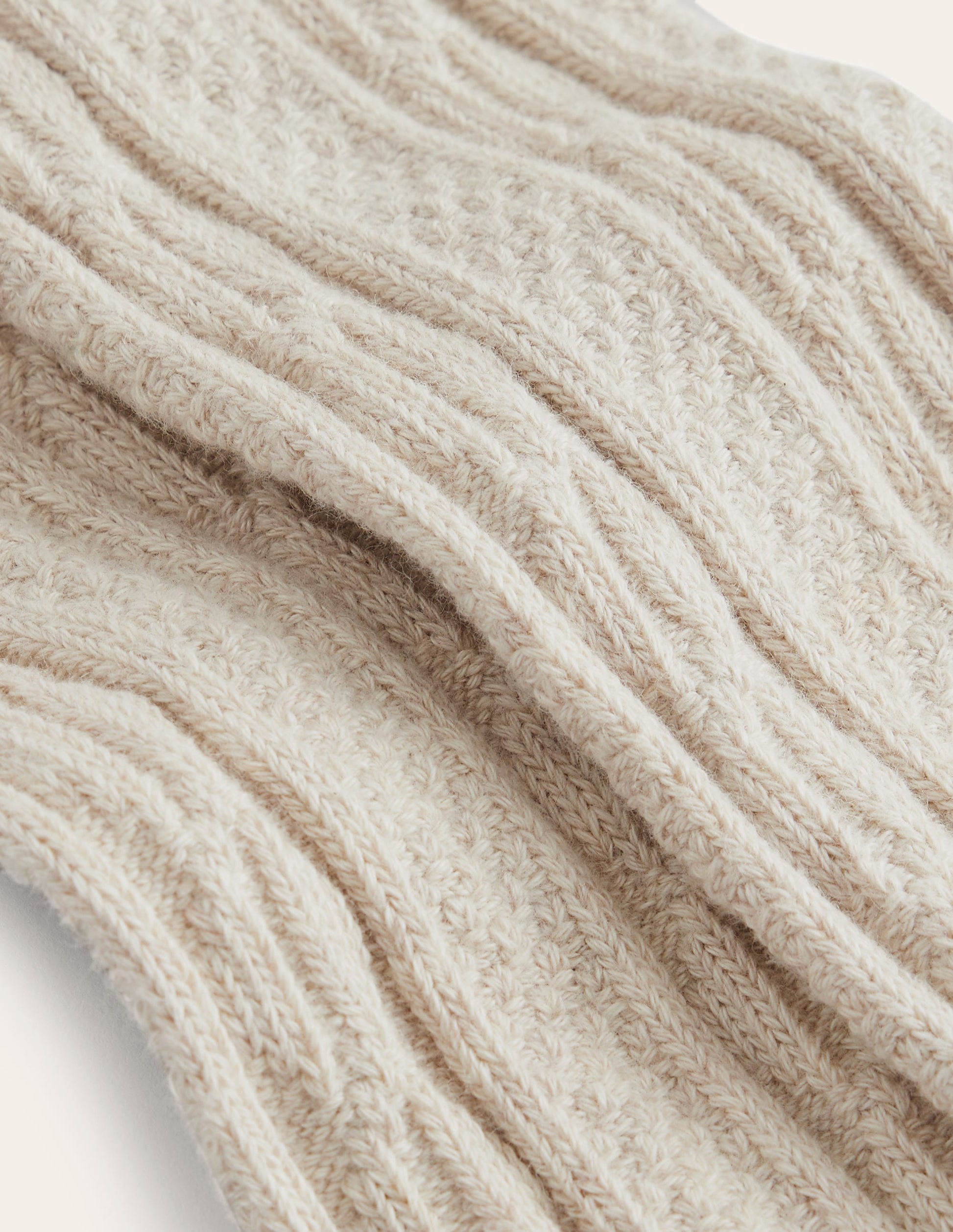 Cable Footless Tights-Oatmeal Marl-3