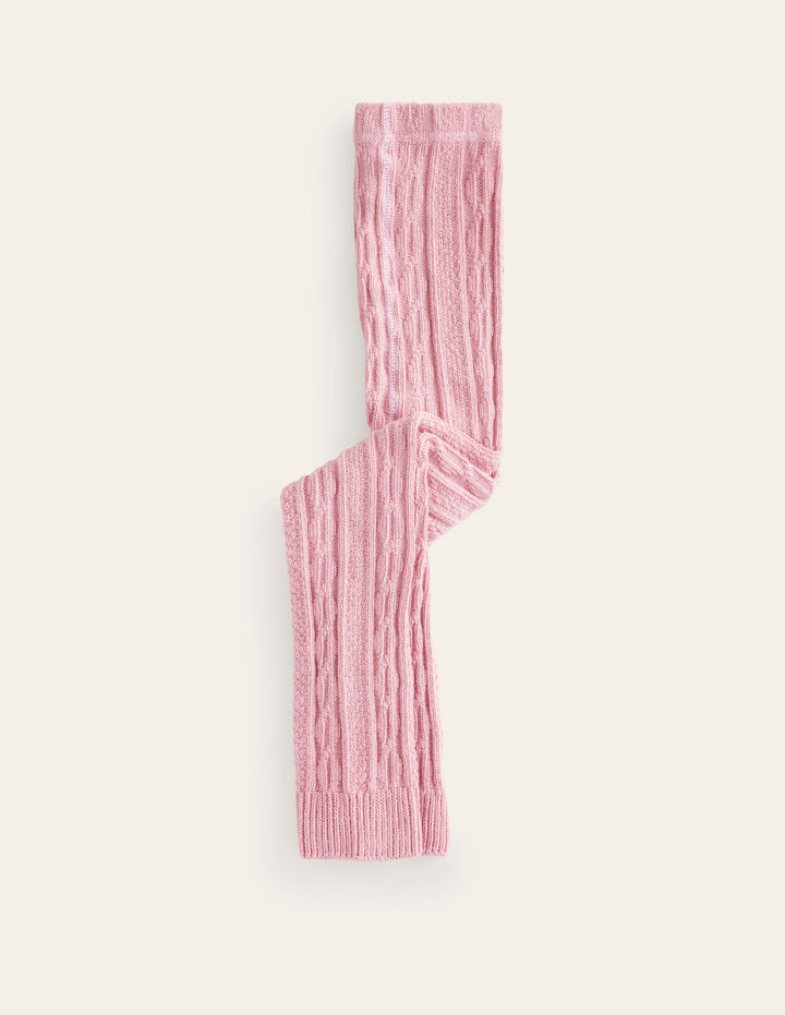 Cable Footless Tights-Vintage Pink