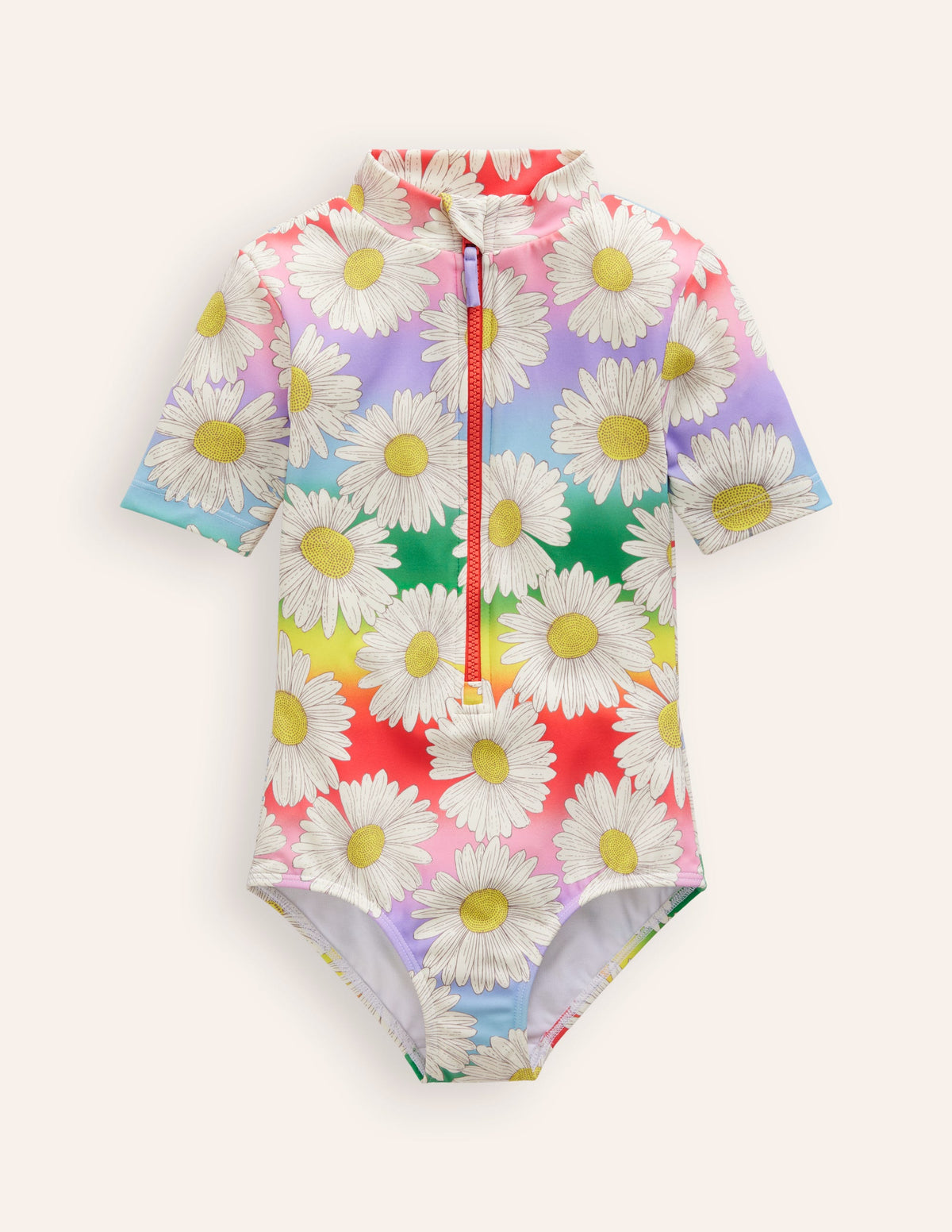 Short-sleeved Swimsuit-Multi Ombre Daisy - Image 1