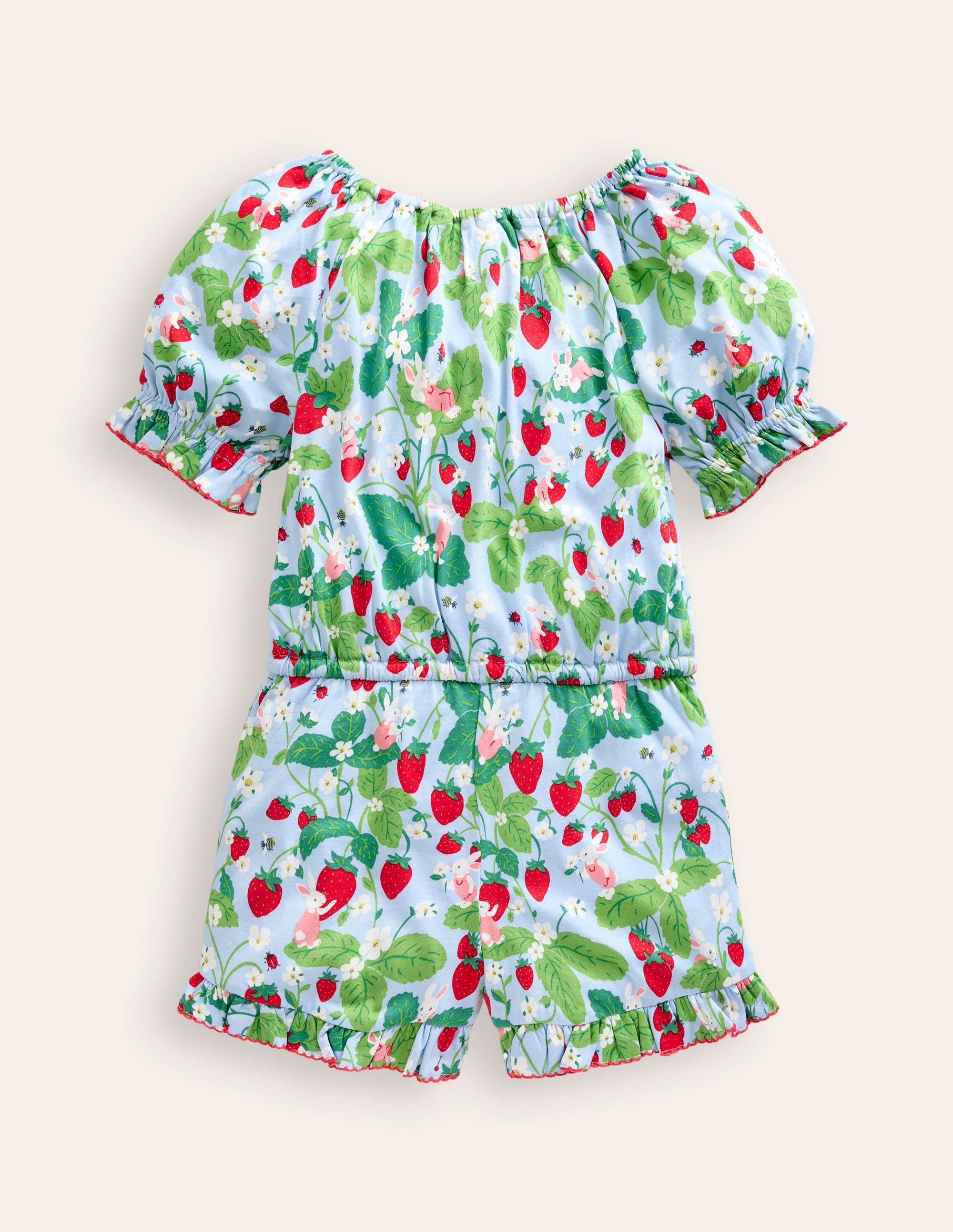 Printed Jersey Romper-Strawberry Field - Image 2
