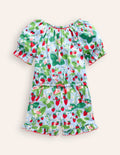 Printed Jersey Romper-Strawberry Field