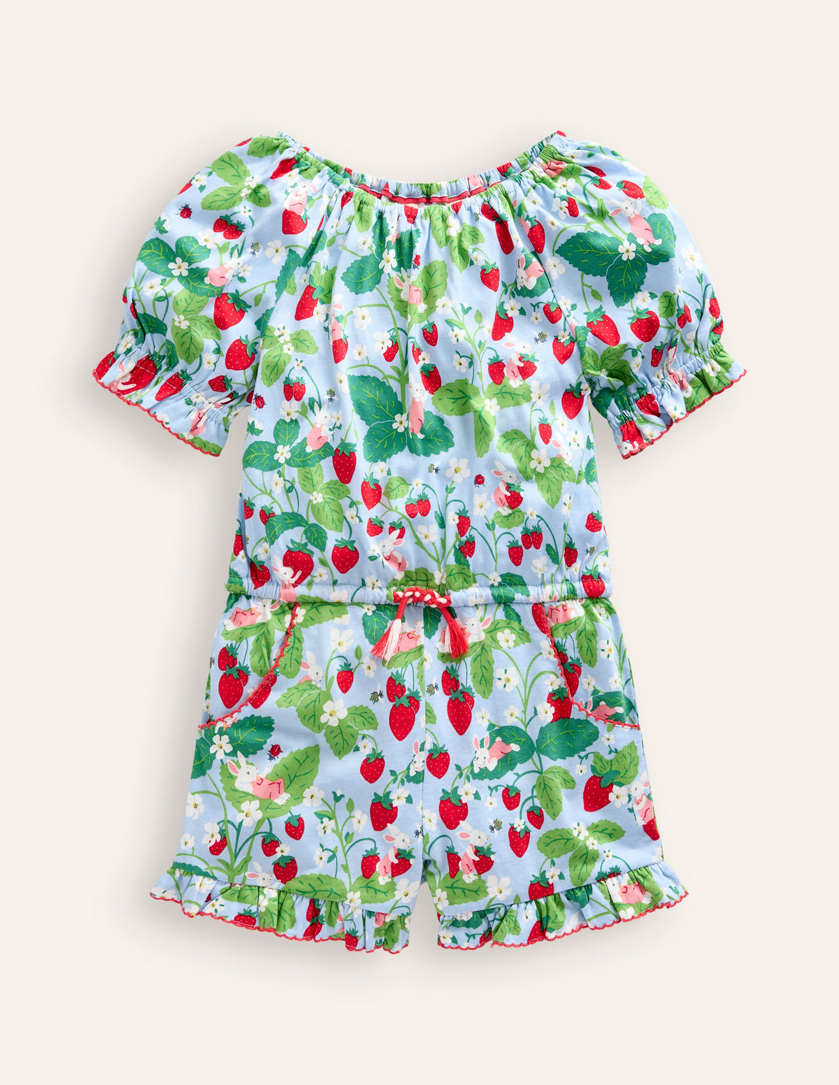 Printed Jersey Romper-Strawberry Field - Image 1
