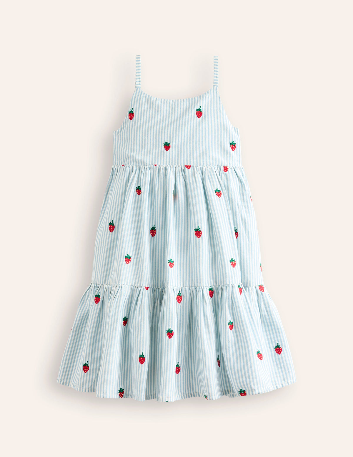 Tiered Twirly Sundress-Vintage Blue/ Ivory Strawberry - Image 1