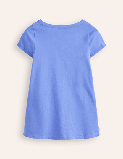 Short Sleeve Appliqué Tunic-Surf Blue Bunny