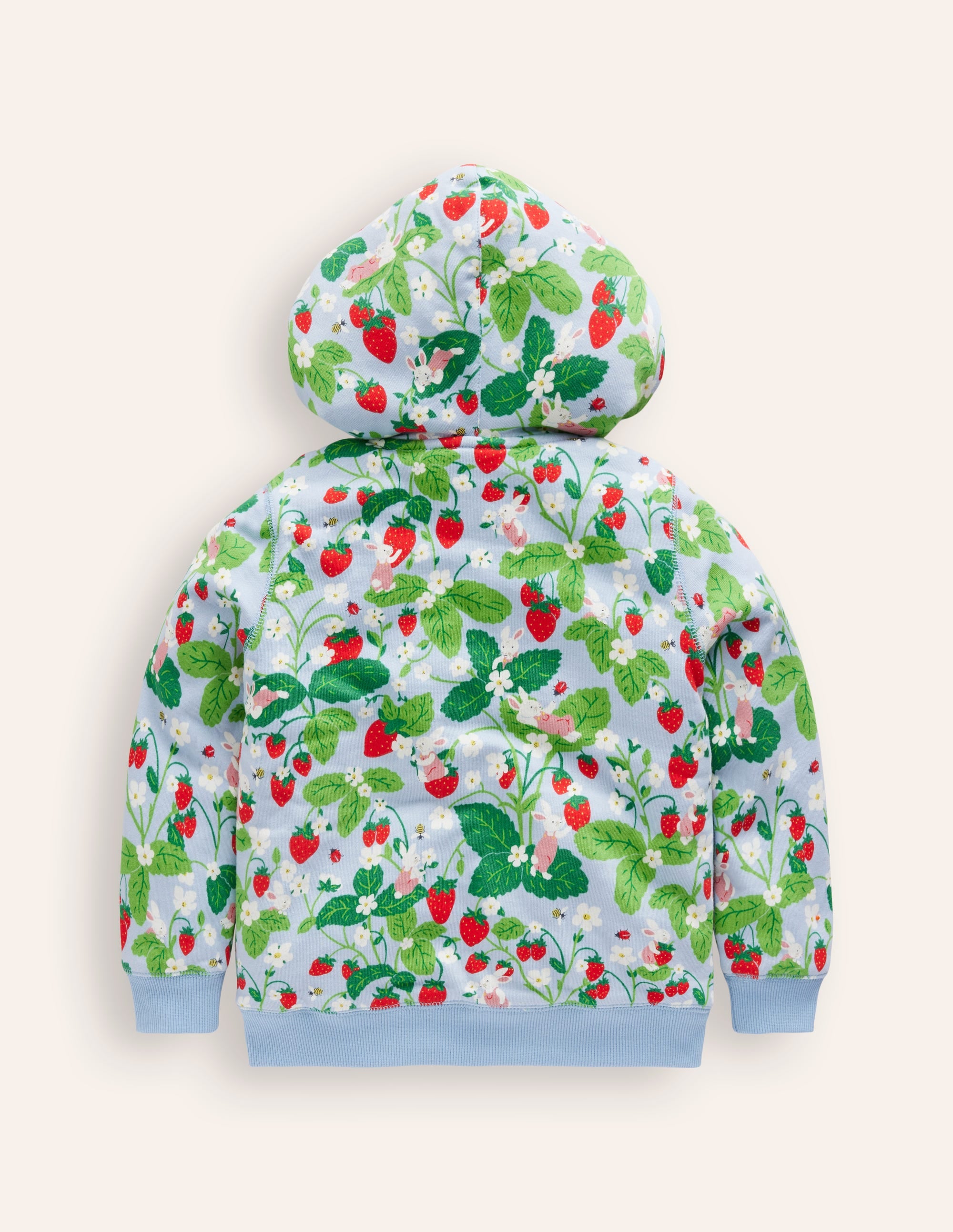 Shaggy-lined Hoodie-Strawberry Field Print - Image 2