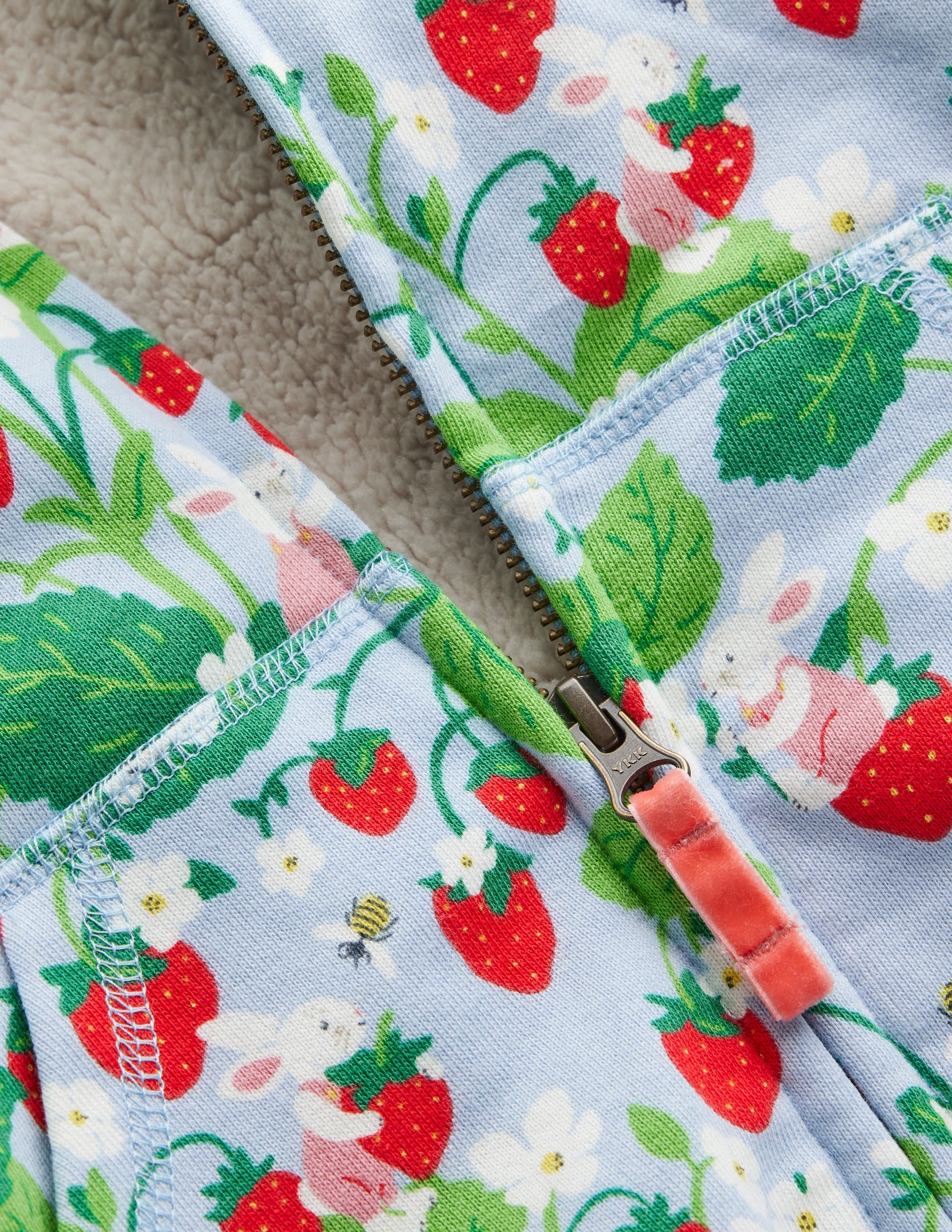 Shaggy-lined Hoodie-Strawberry Field Print - Image 3