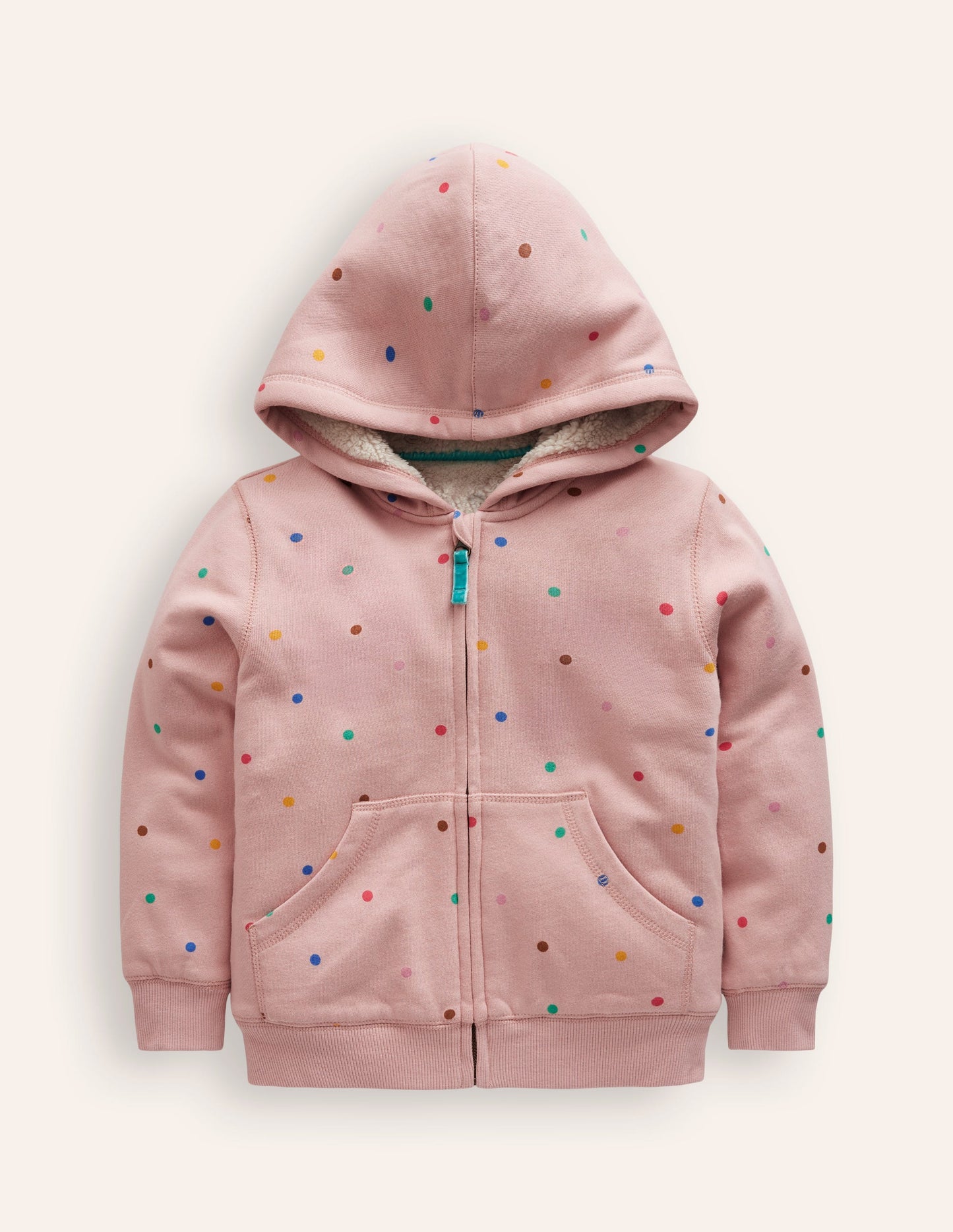 Shaggy-lined Hoodie-Provence Dusty Pink Multi Spot