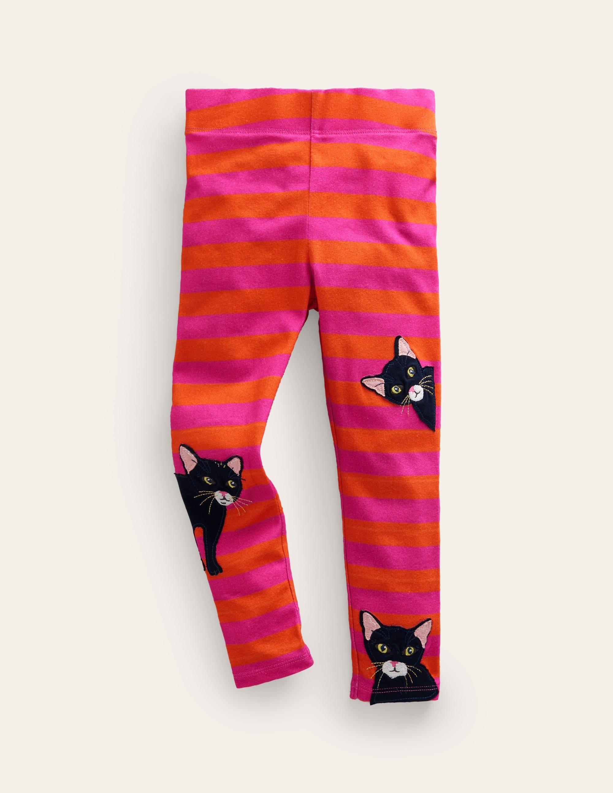 Appliqué Leggings-Pink/ Orange Cats - Image 1