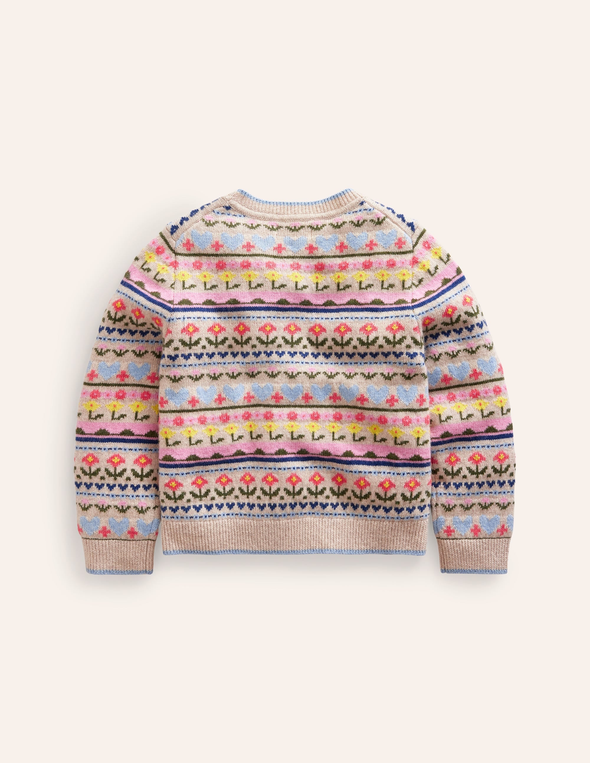 Floral Fair Isle Cardigan-Ecru Marl Flowers - Image 6