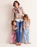 Floral Fair Isle Cardigan-Ecru Marl Flowers