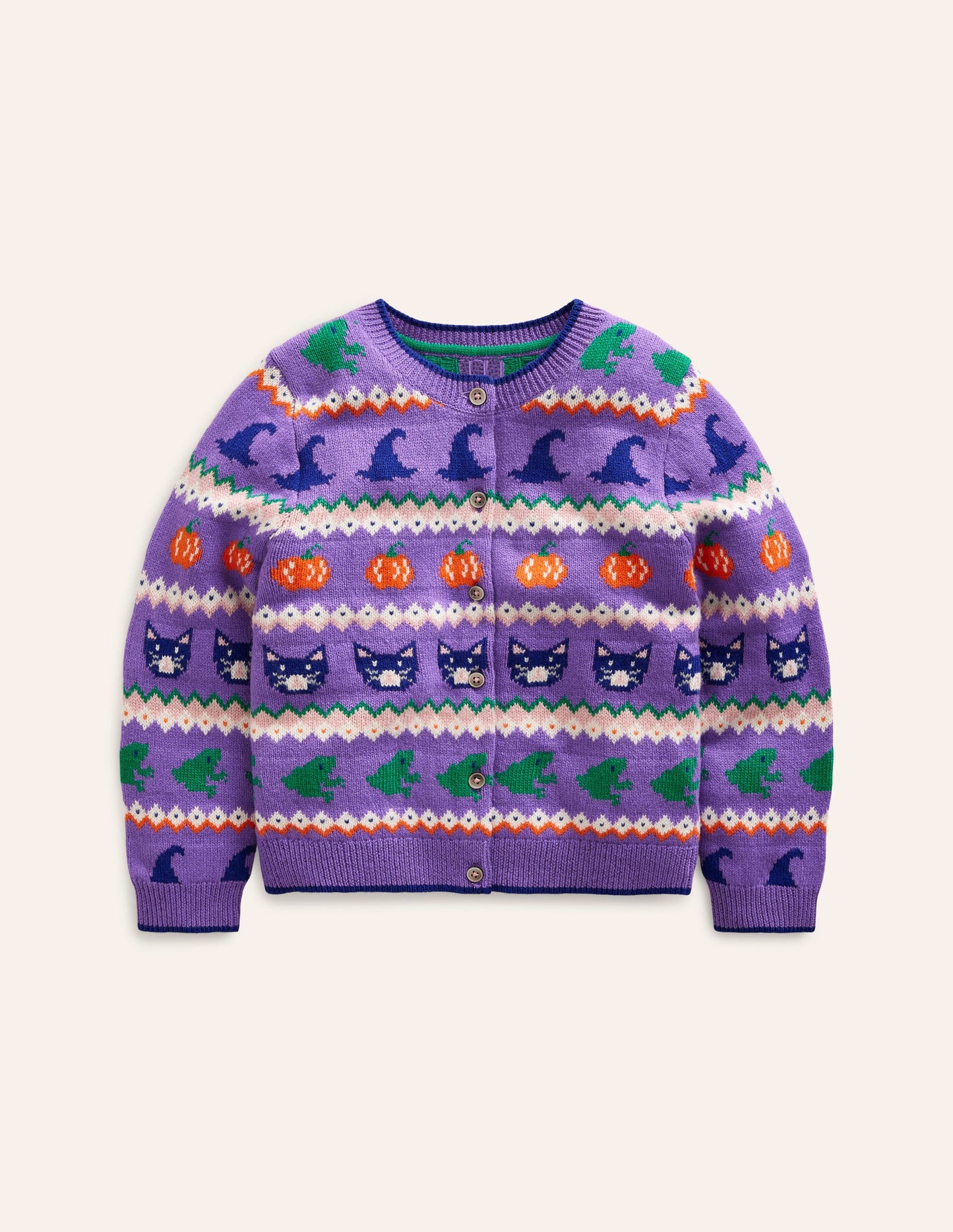 Edie Fair Isle Cardigan-Aster Purple Halloween