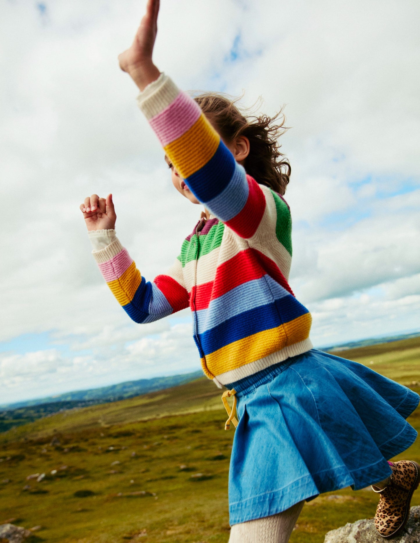 Textured Cardigan-Rainbow Multi Stripe