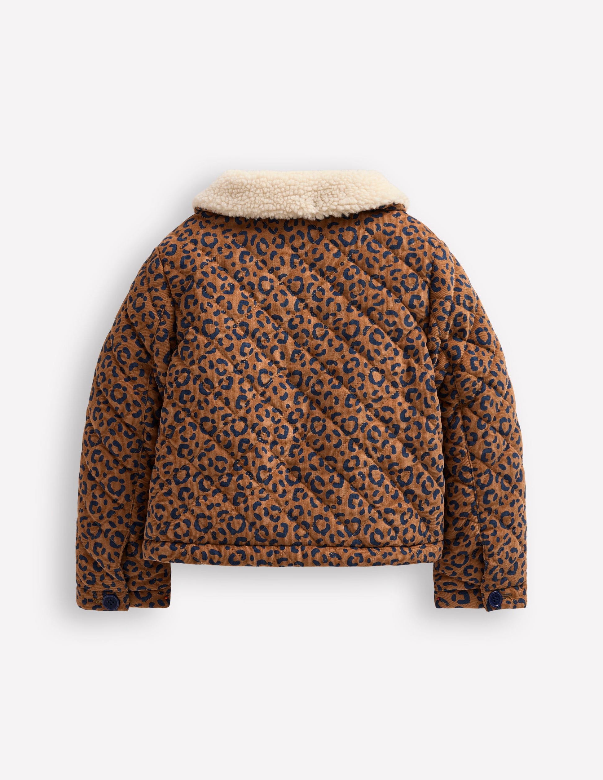 Borg Collared Cord Jacket-Tan Leopard Print-2