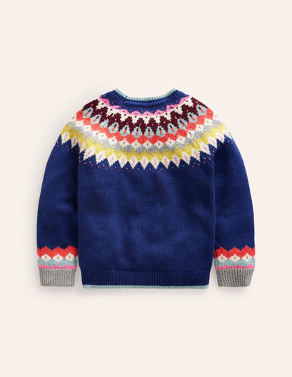 Eleanor Fair Isle Jumper-Sapphire Blue