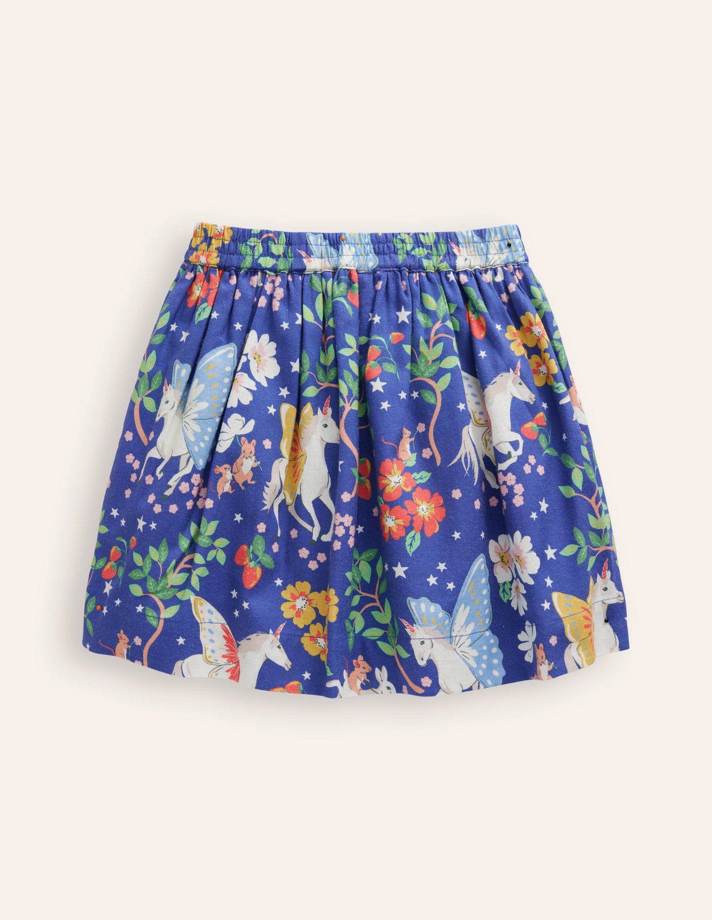 Printed Pull-On Twirly Skirt-Blue Enchanted Unicorn