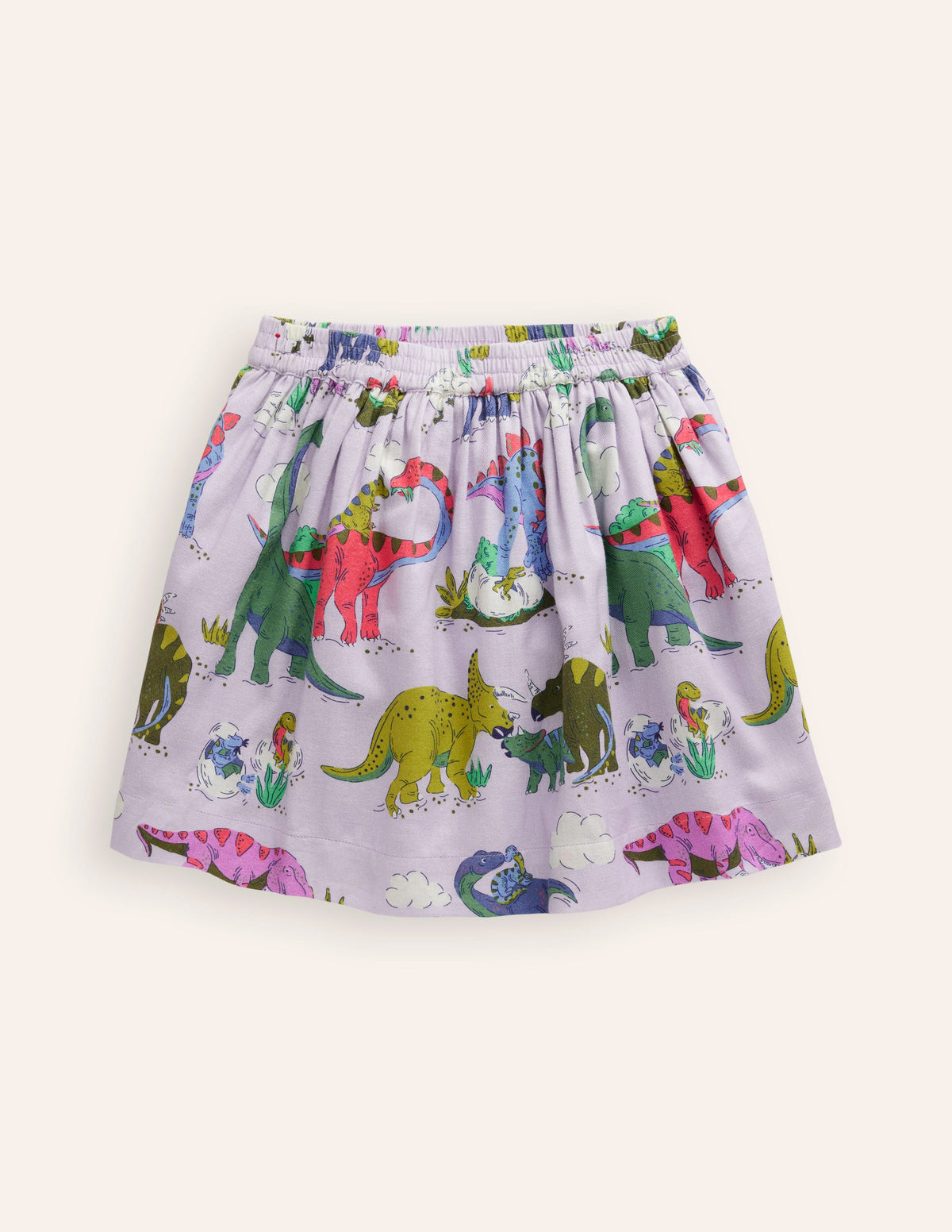 Printed Pull-On Twirly Skirt-Lilac Dino Family - Image 3