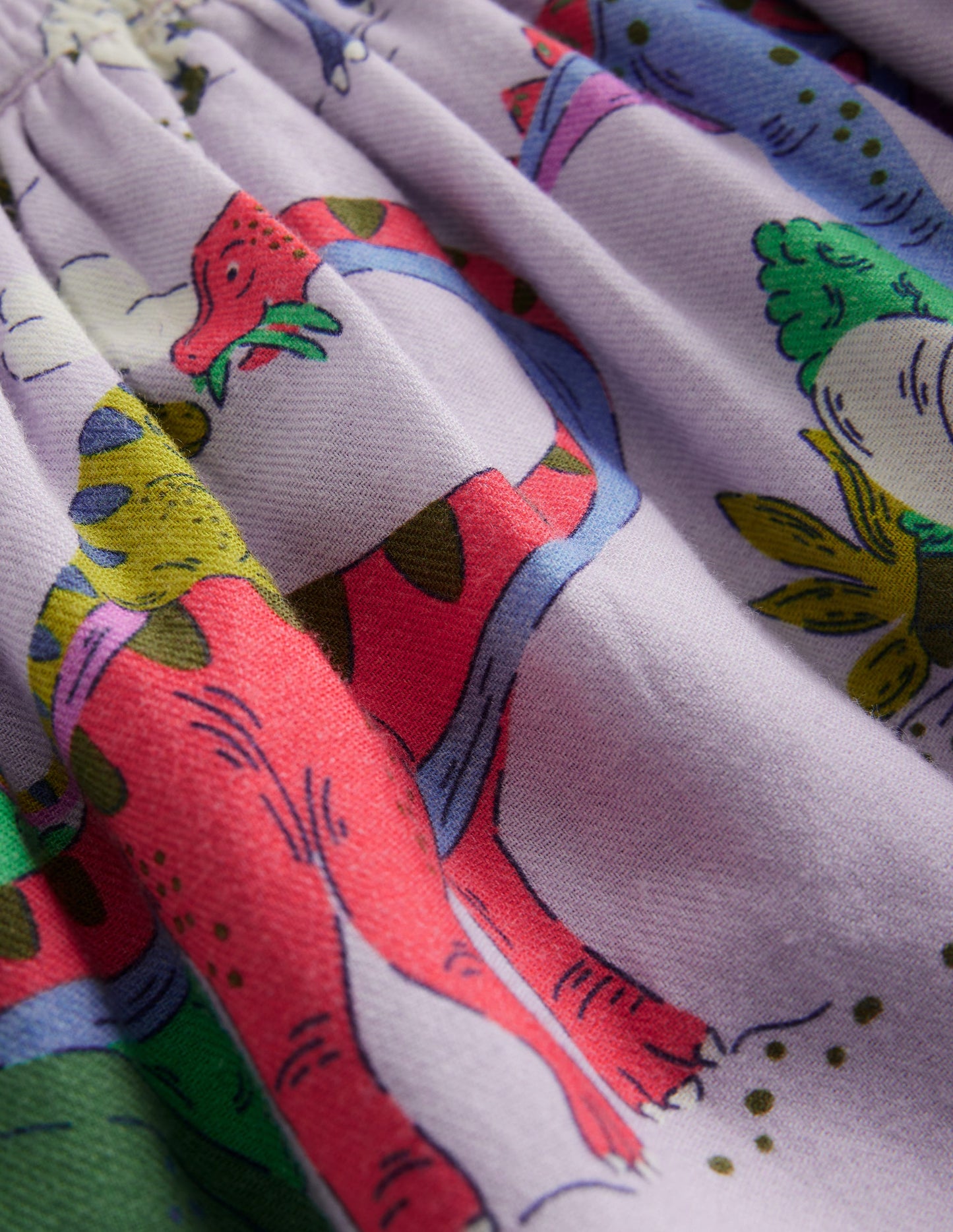 Printed Pull-On Twirly Skirt-Lilac Dino Family