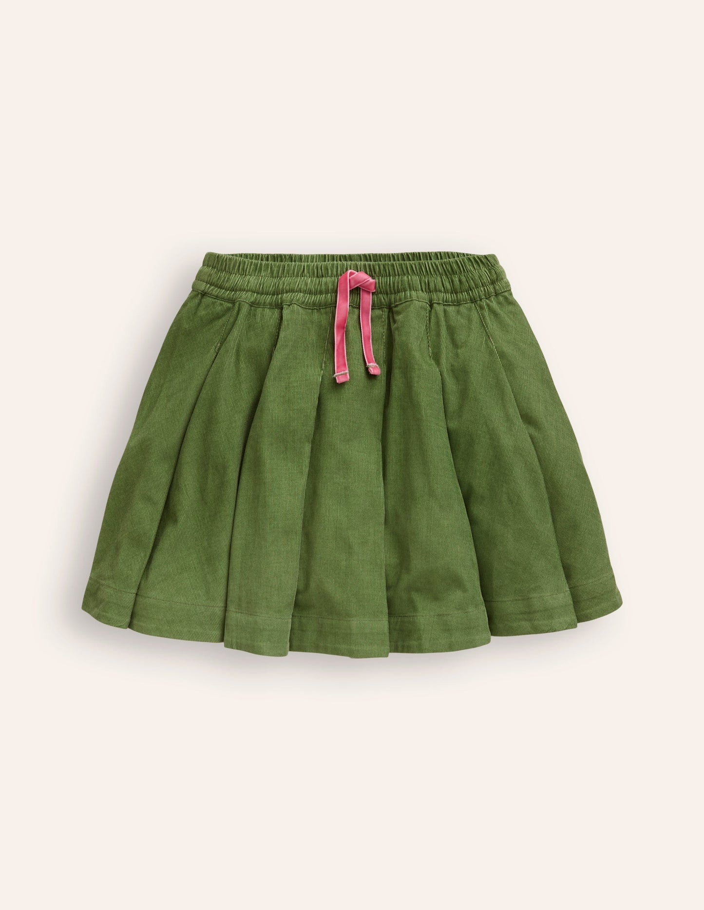 Pull-On Twirly Pleated Skirt-Iguana Green Cord