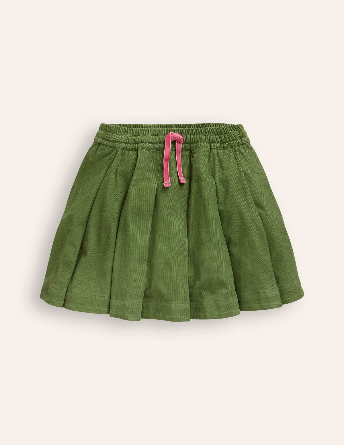 Pull-On Twirly Pleated Skirt-Iguana Green Cord - Image 1