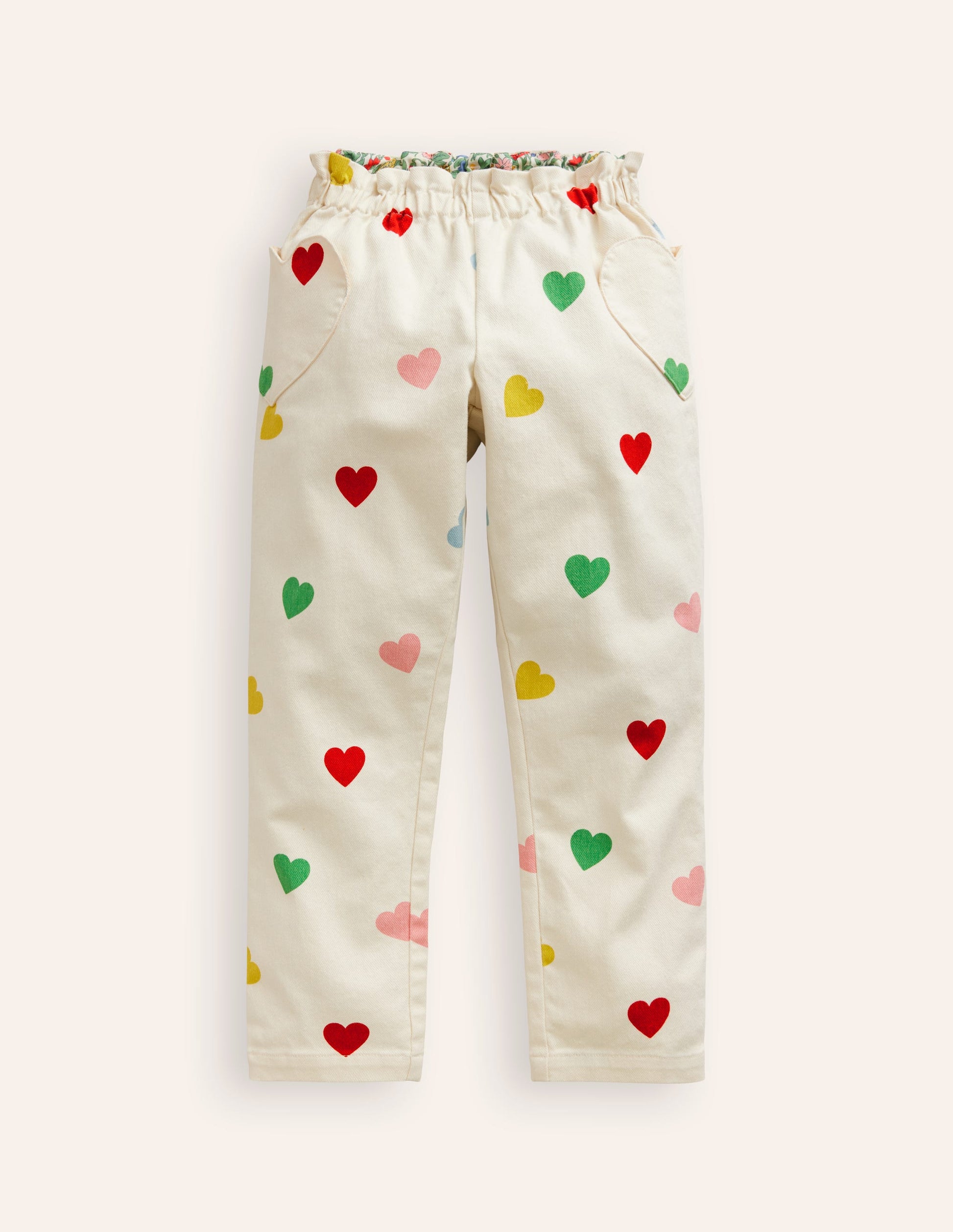 Heart Pocket Pull On Pants-Multi Confetti Heart-1