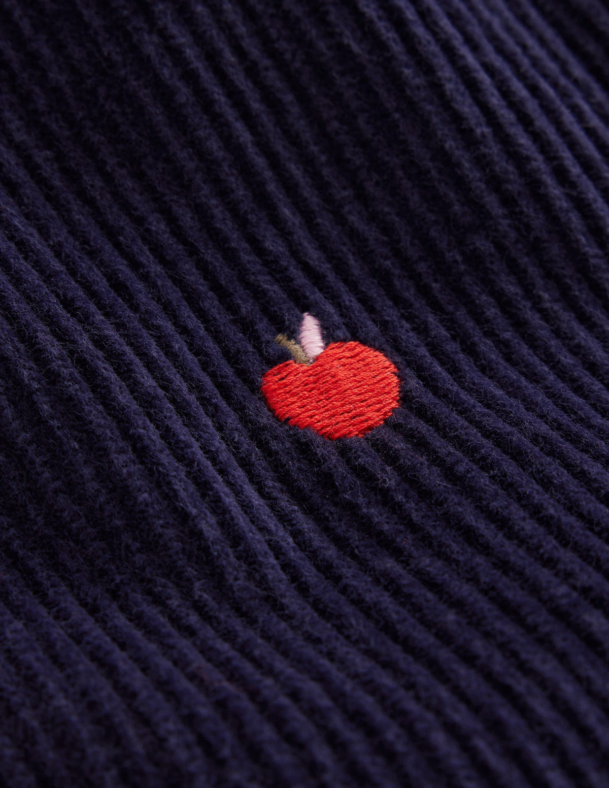 Embroidered Pull-On Pants-College Navy Apples - Image 5
