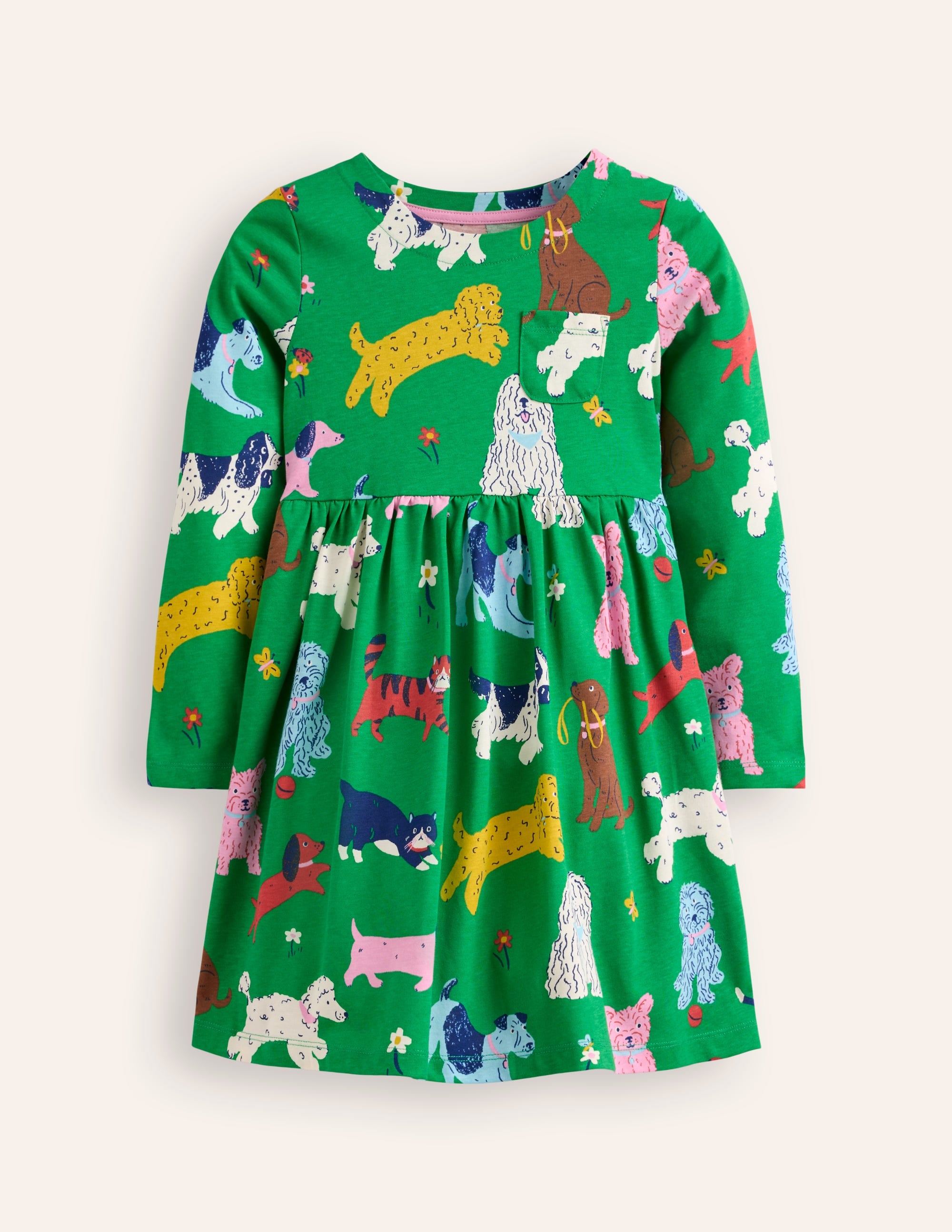 Long-Sleeved Fun Jersey Dress-Green Park Play Pets - Image 4