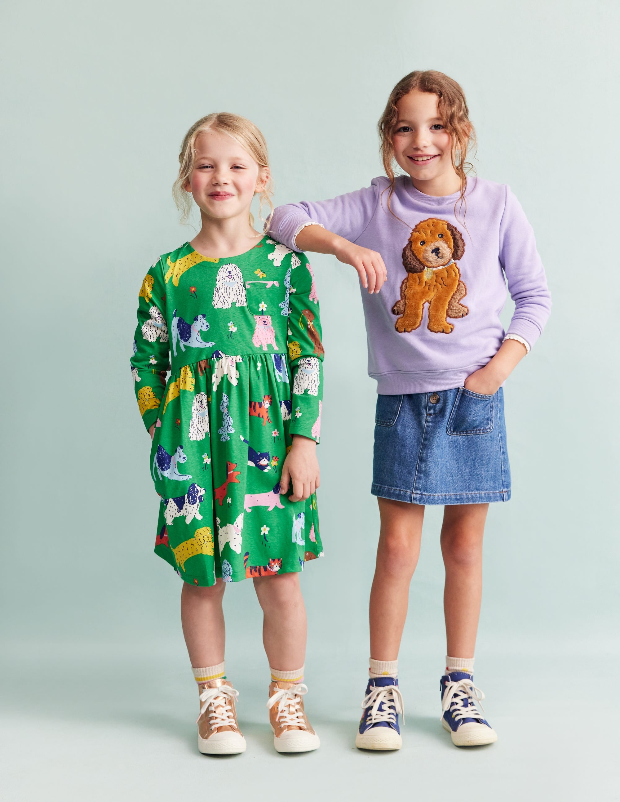 Long-Sleeved Fun Jersey Dress-Green Park Play Pets - Image 3