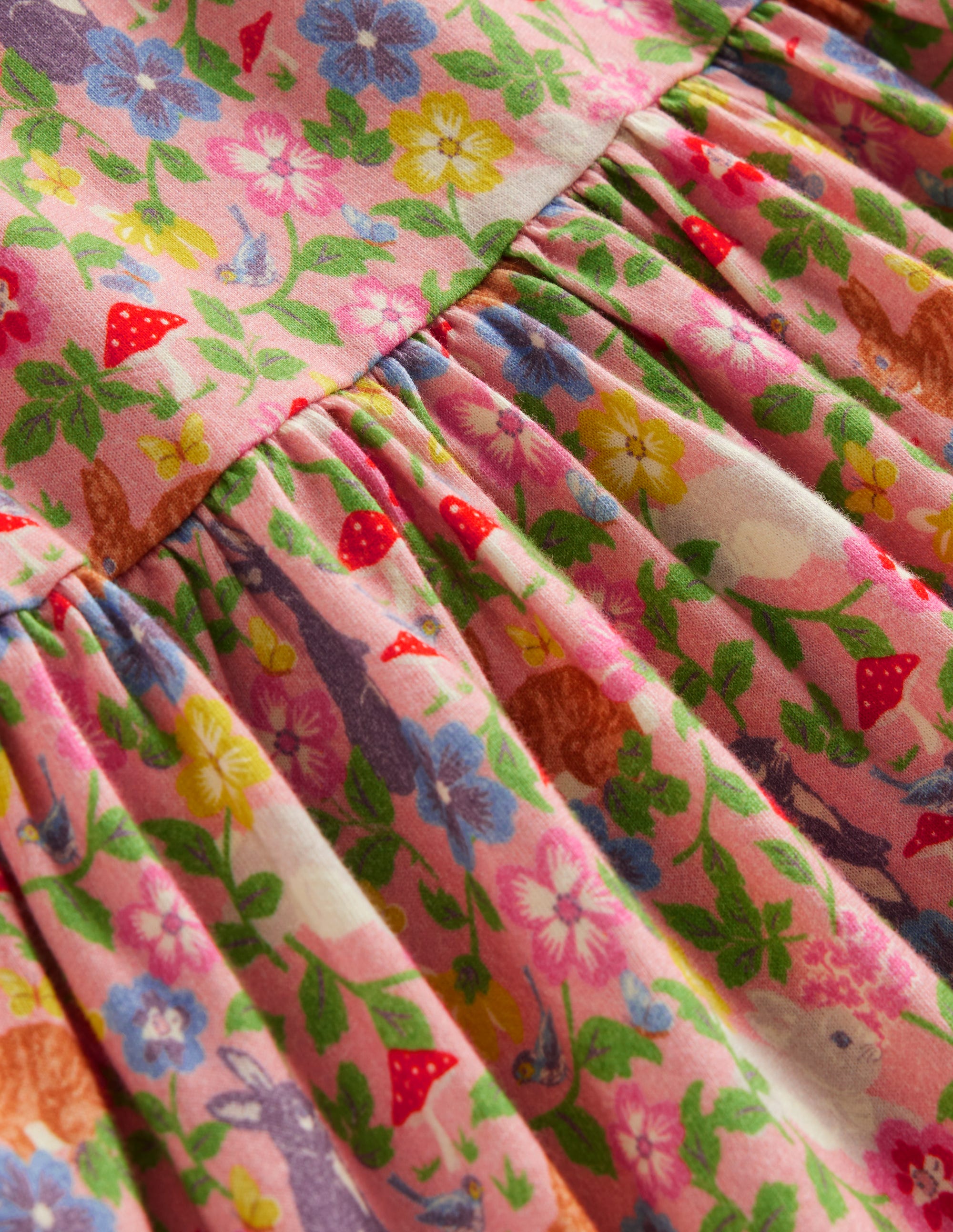 Long-Sleeved Fun Jersey Dress-Vintage Pink Bunny Field - Image 3