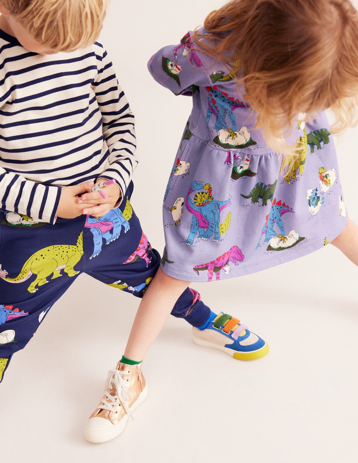 Loopback Sweatshirt Dress-Lilac Dino Family