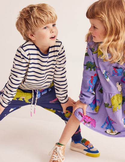 Loopback Sweatshirt Dress-Lilac Dino Family