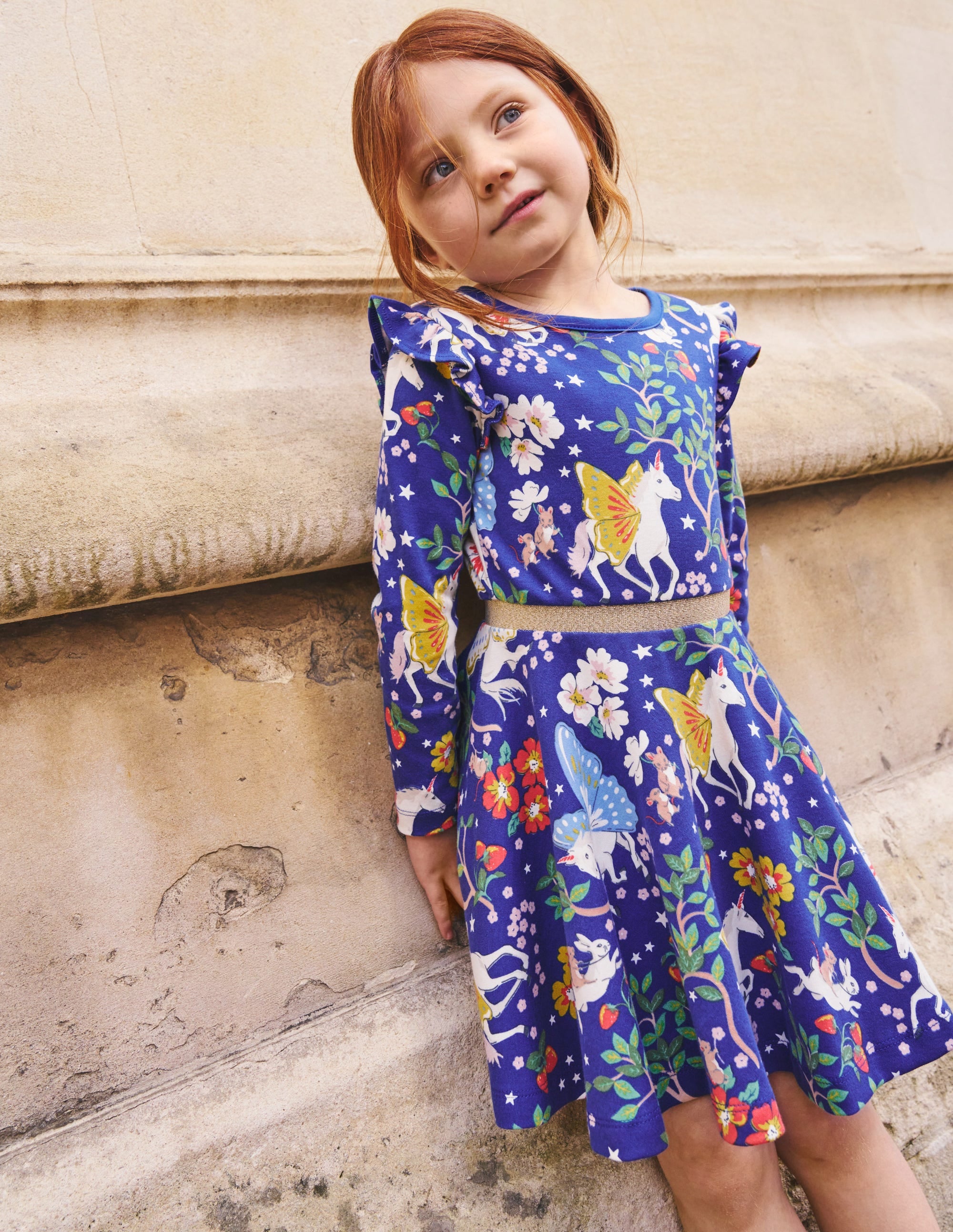 Mabel Twirly Ballerina Dress-Blue Enchanted Unicorn - Image 4