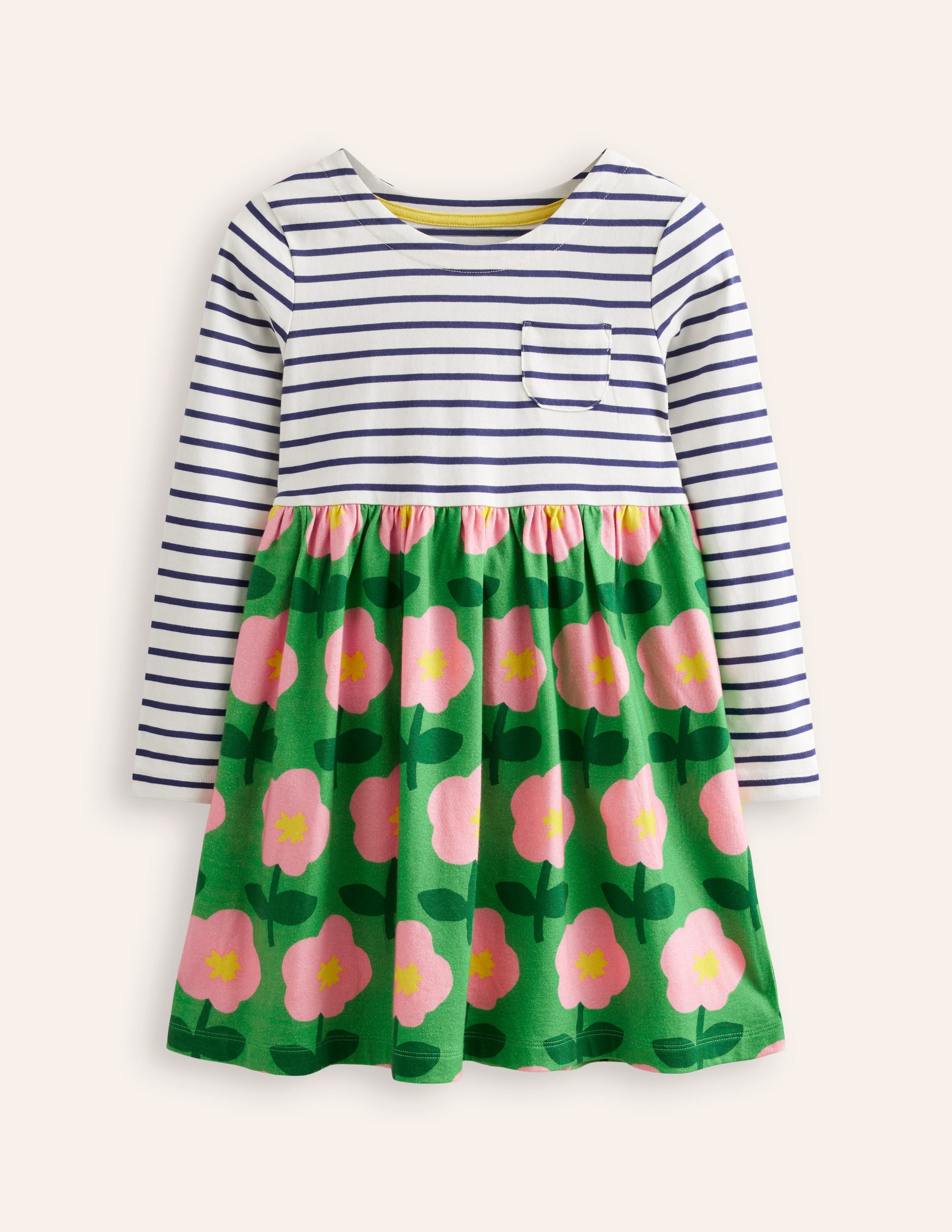 Hotchpotch Jersey Dress-Rich Emerald Cut Out Flower - Image 1