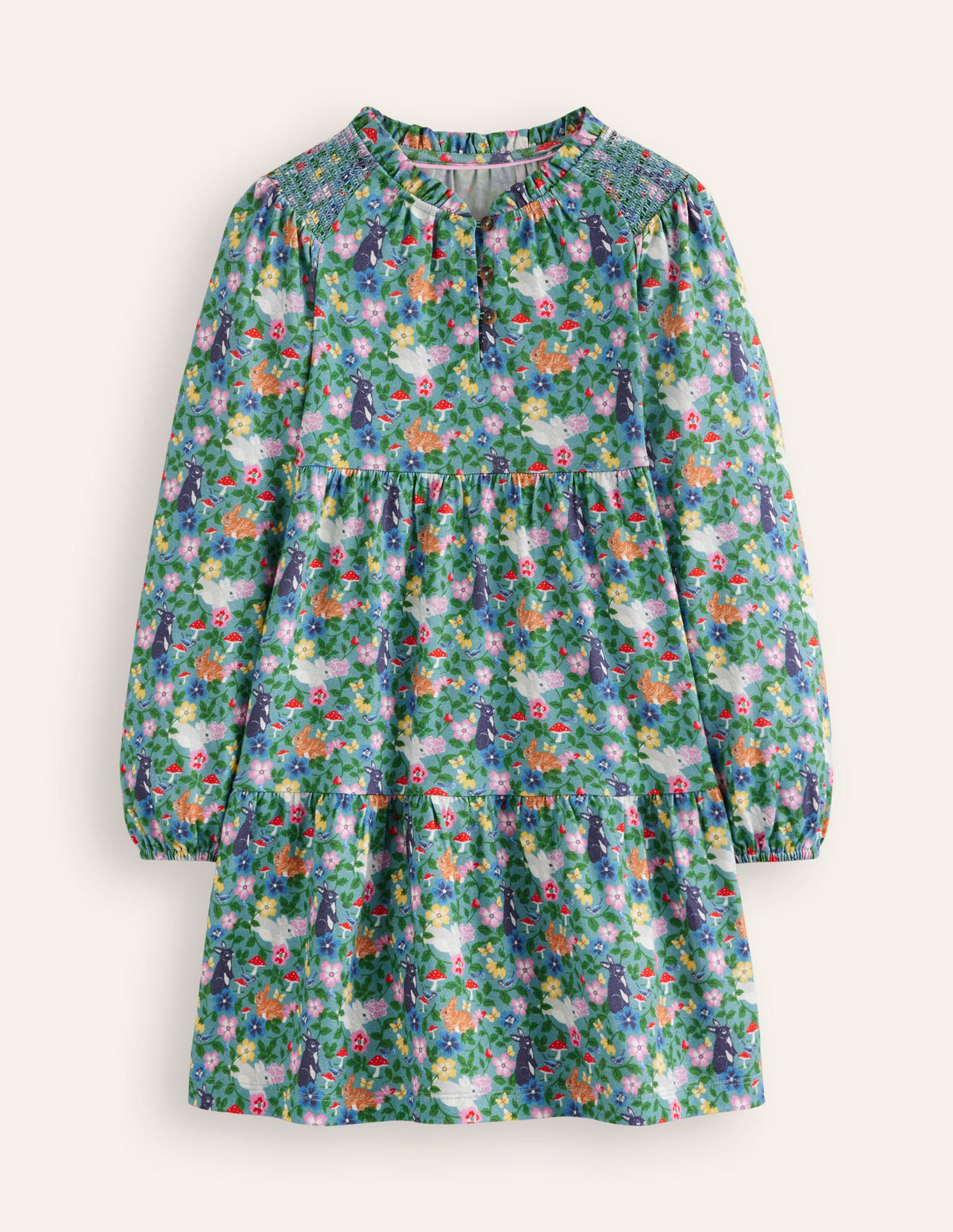 Katherine Tiered Jersey Dress-Brook Blue Bunny Field-1