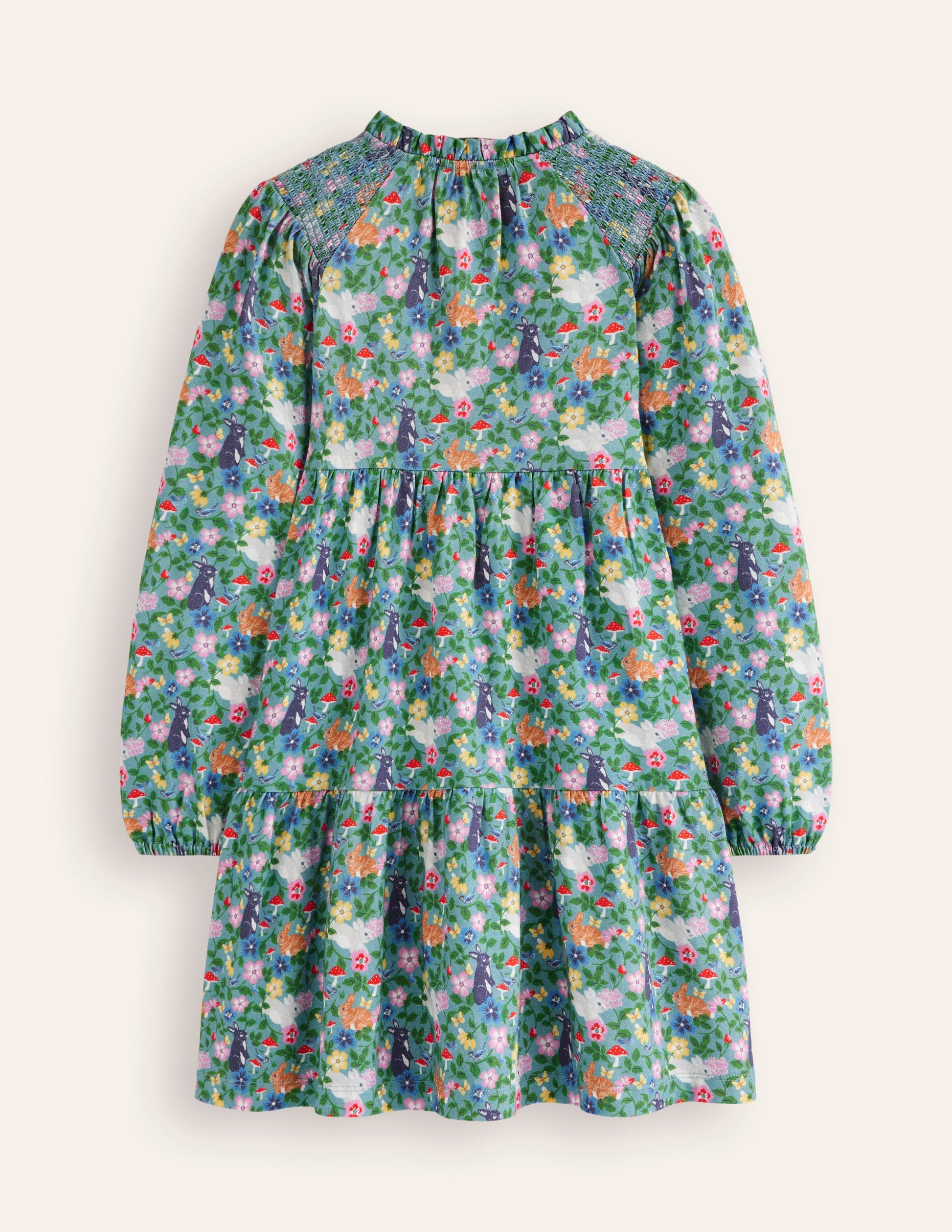 Katherine Tiered Jersey Dress-Brook Blue Bunny Field-2