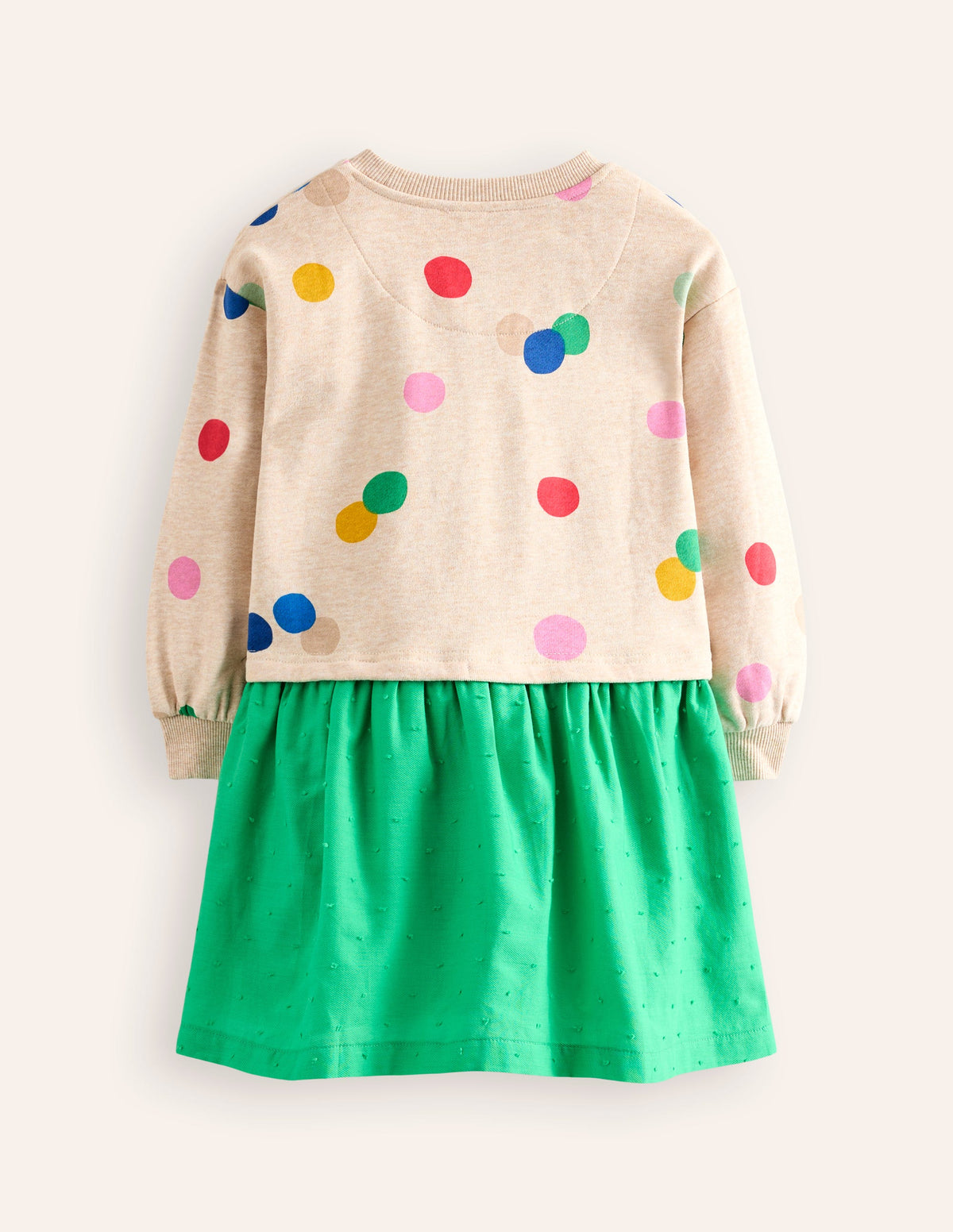 Sweatshirt Woven Mix Dress-Oatmeal Marl Painted Spot - Image 2