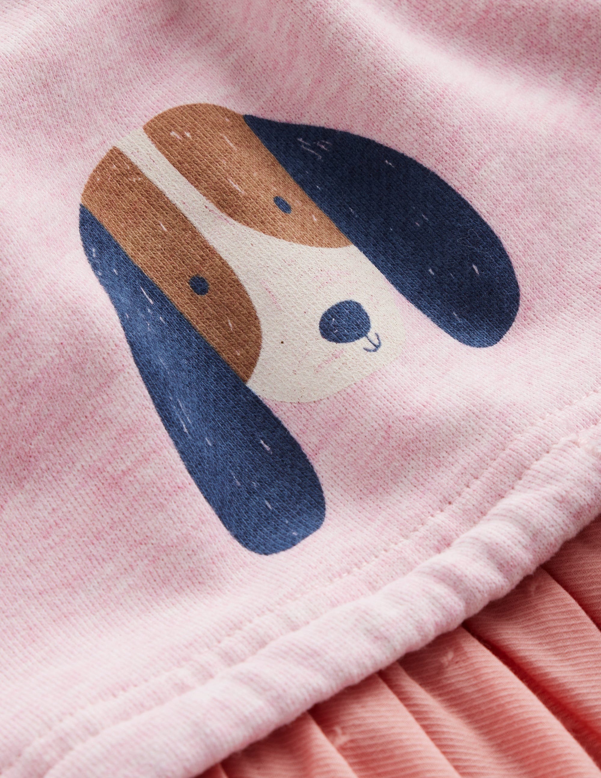 Sweatshirt Woven Mix Dress-Almond Pink Marl Pups - Image 4