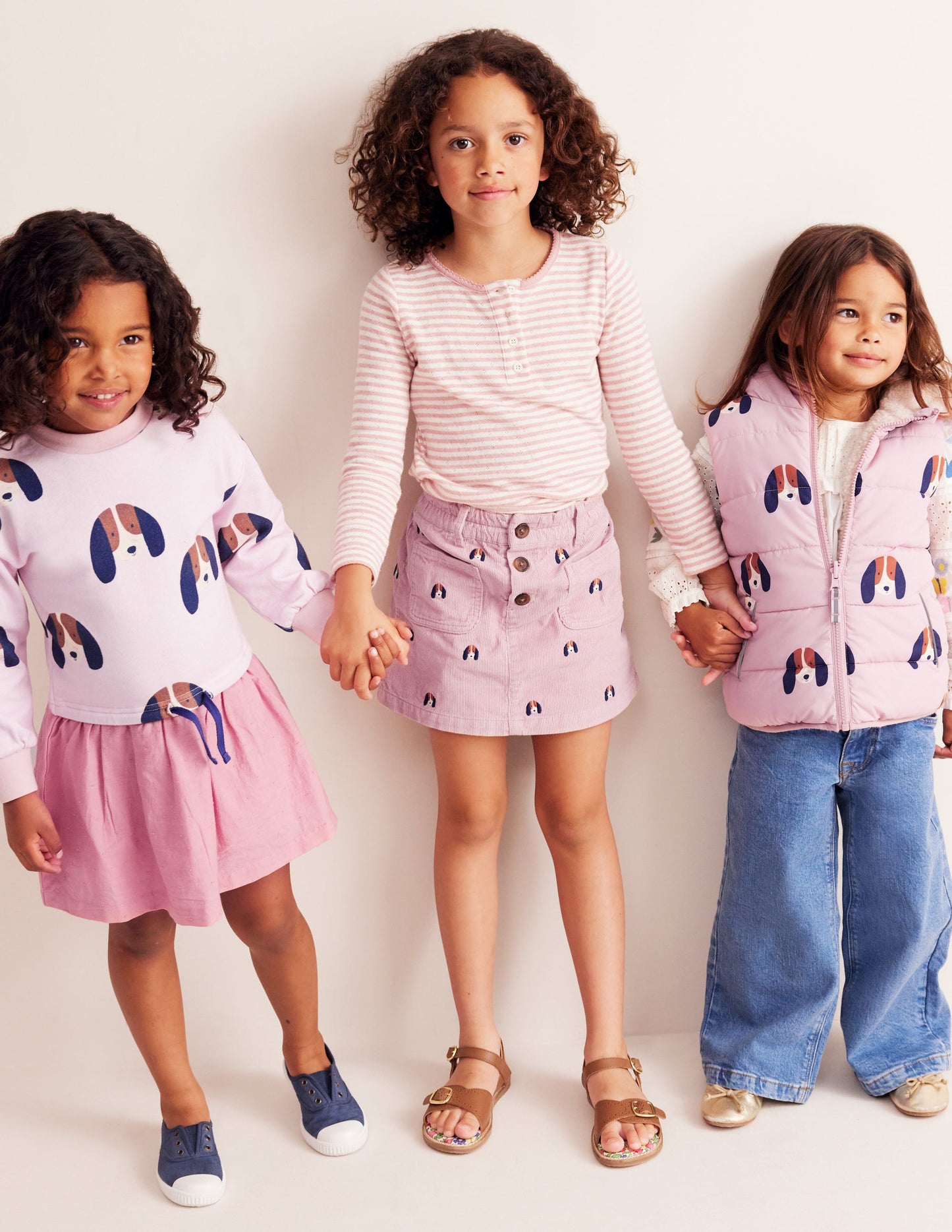 Sweatshirt Woven Mix Dress-Almond Pink Marl Pups