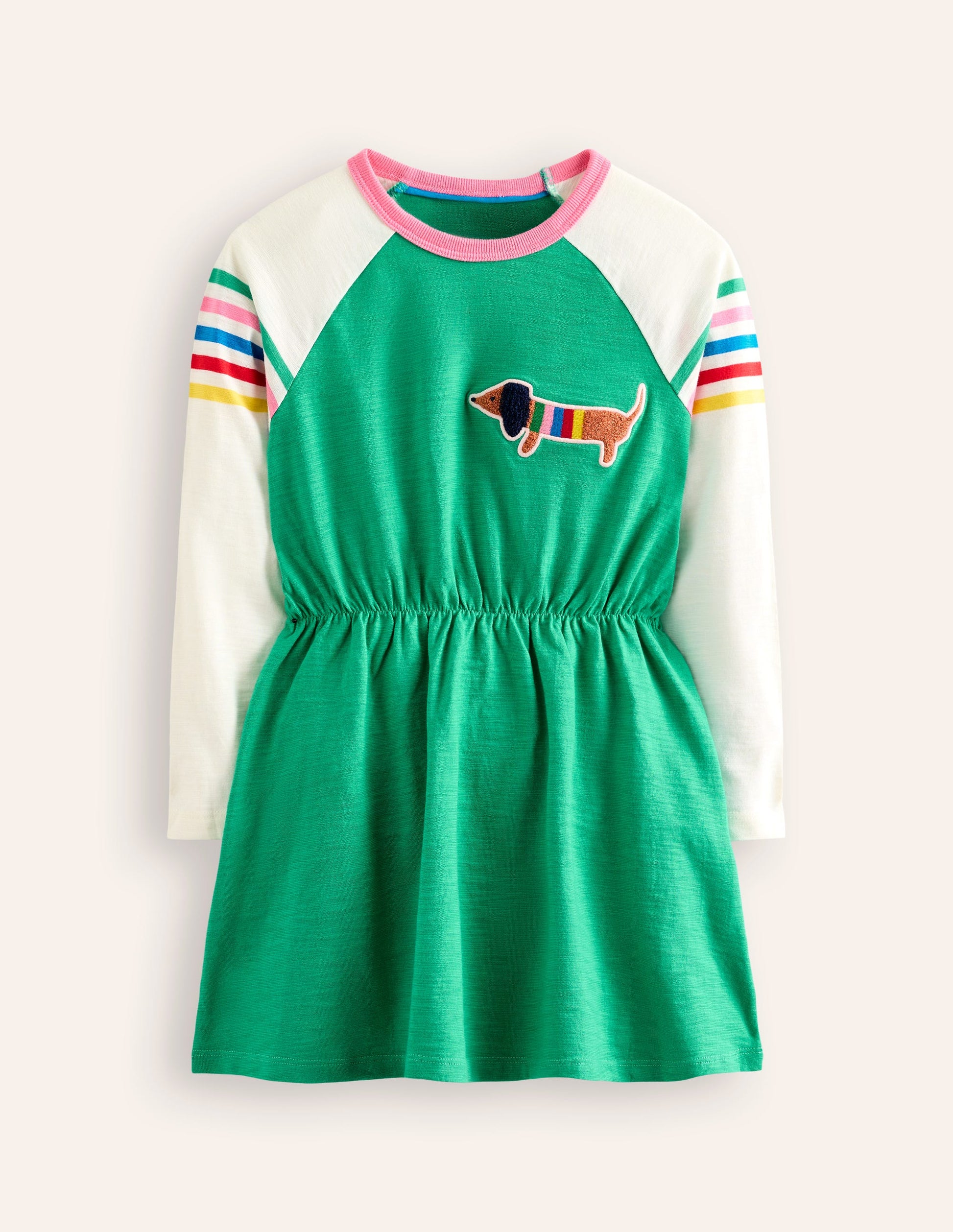 Raglan Logo Dress-Topaz Green Sausage Dog-1