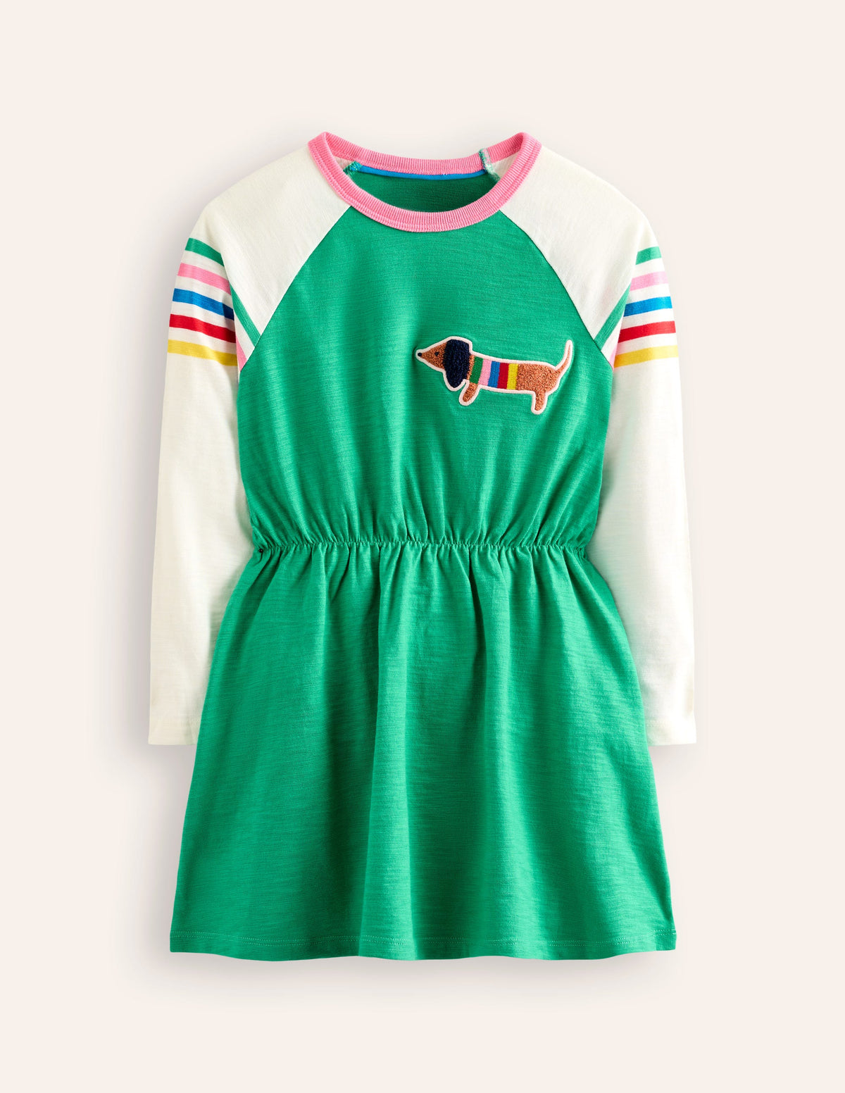 Raglan Logo Dress-Topaz Green Sausage Dog - Image 1